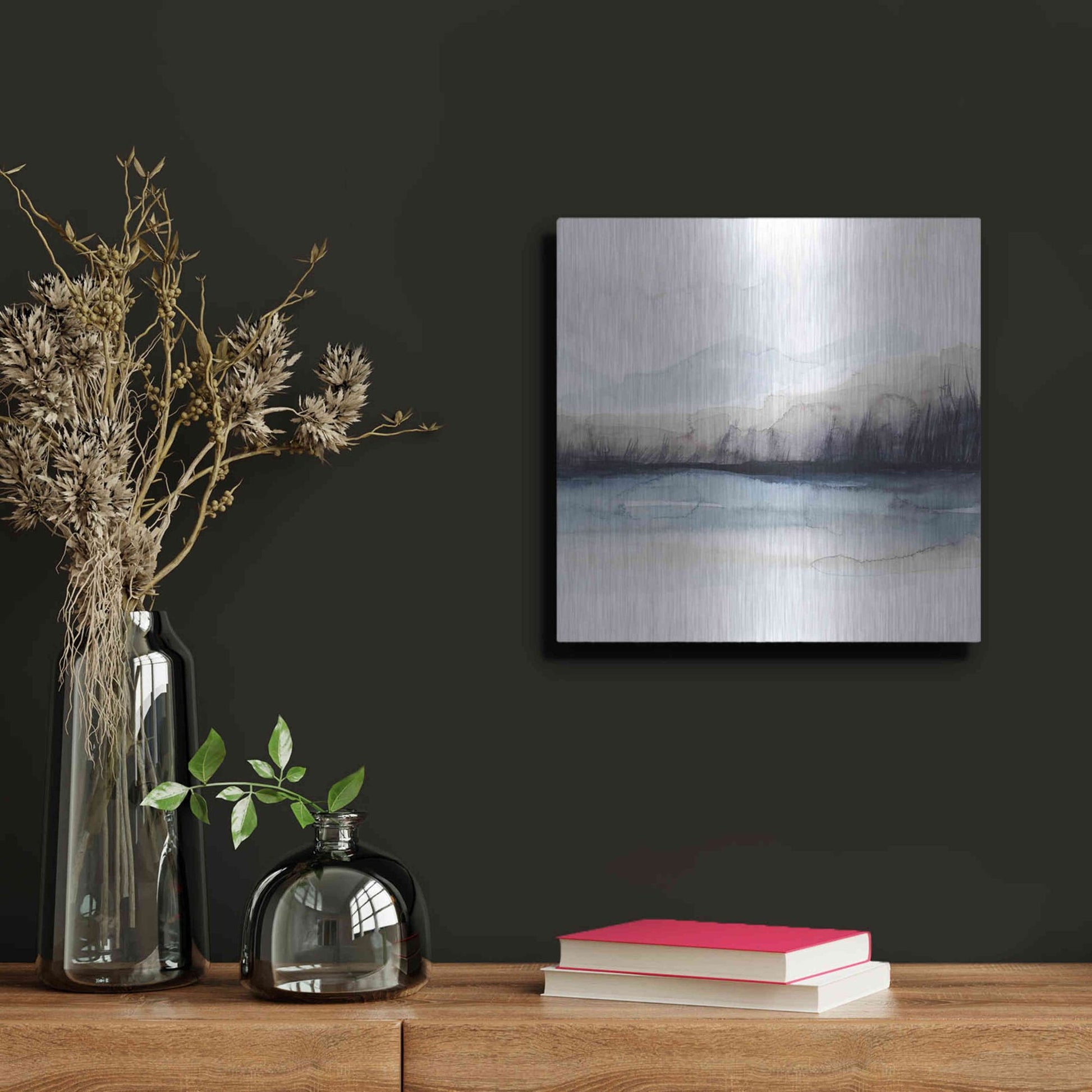 Luxe Metal Art 'Horizon Shadow I' by Grace Popp, Metal Wall Art,12x12