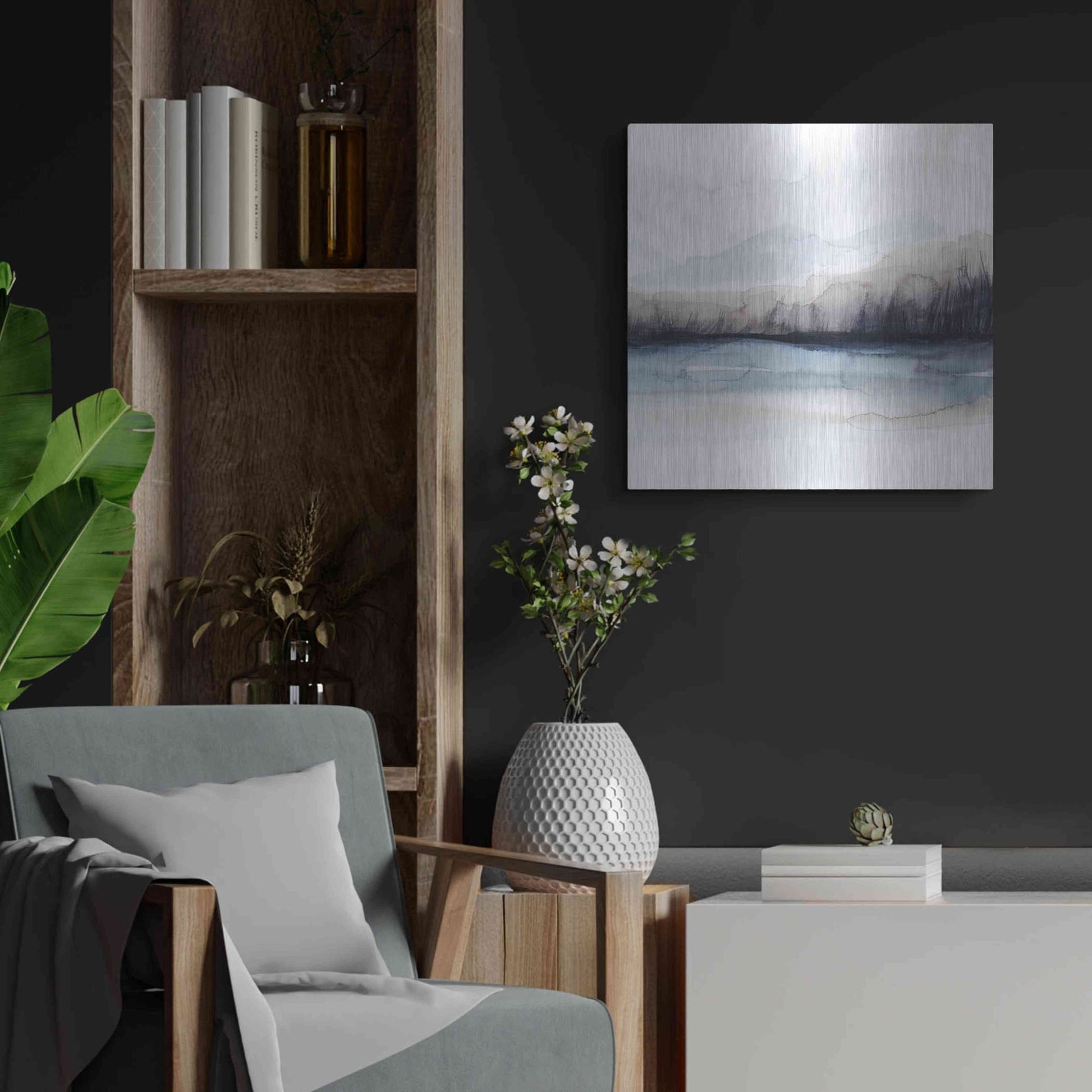 Luxe Metal Art 'Horizon Shadow I' by Grace Popp, Metal Wall Art,24x24
