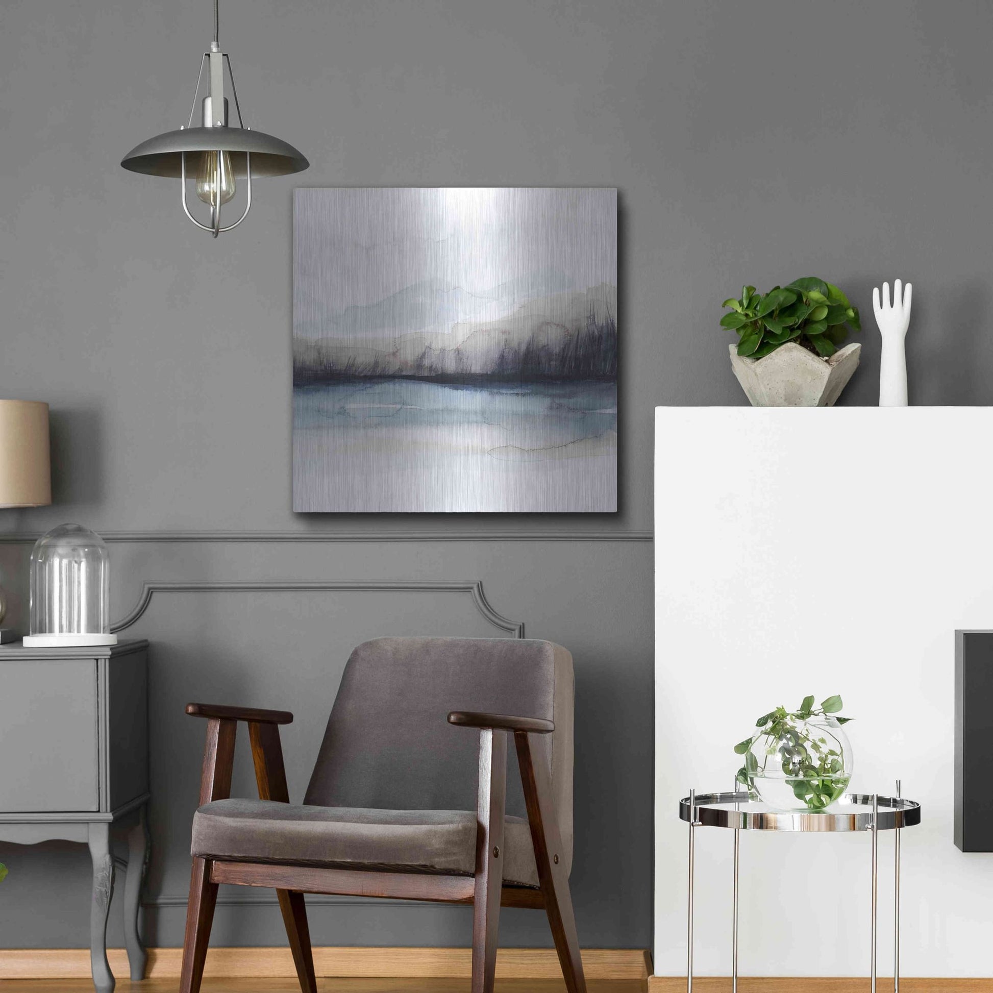 Luxe Metal Art 'Horizon Shadow I' by Grace Popp, Metal Wall Art,24x24