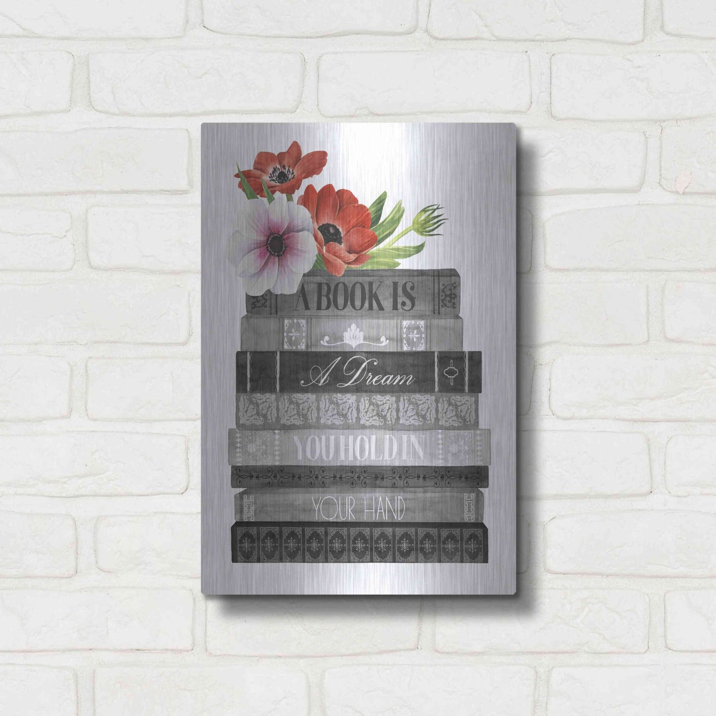 Luxe Metal Art 'Book Dream I' by Grace Popp, Metal Wall Art,12x16