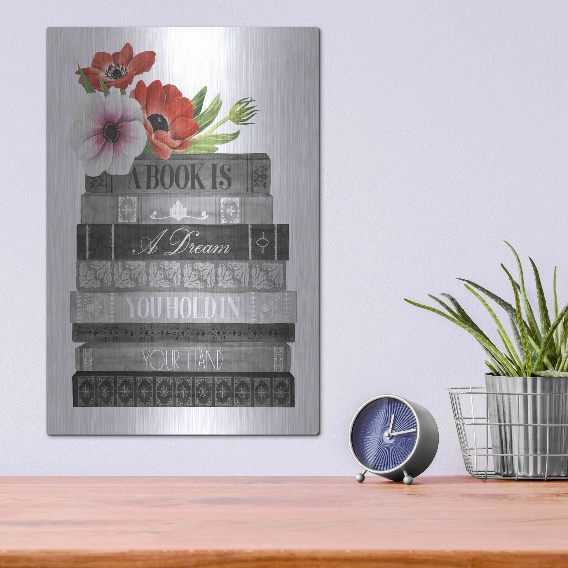 Luxe Metal Art 'Book Dream I' by Grace Popp, Metal Wall Art,12x16