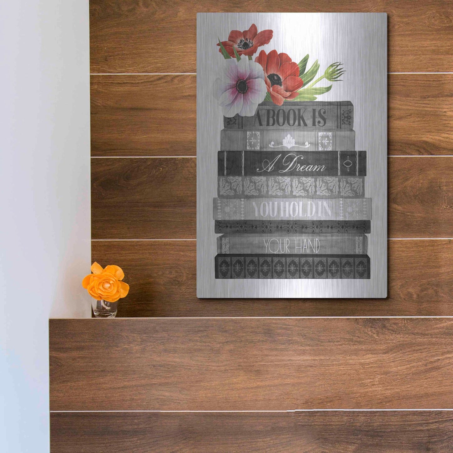 Luxe Metal Art 'Book Dream I' by Grace Popp, Metal Wall Art,12x16