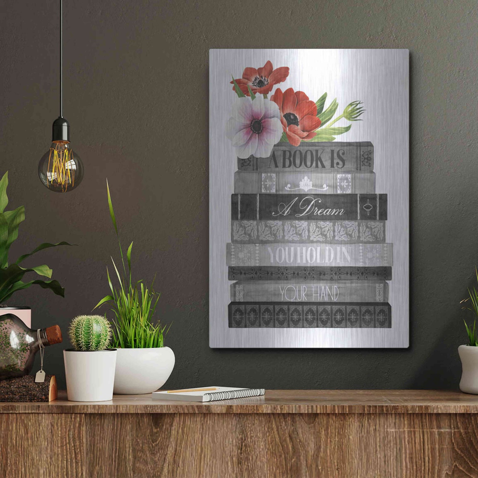 Luxe Metal Art 'Book Dream I' by Grace Popp, Metal Wall Art,12x16