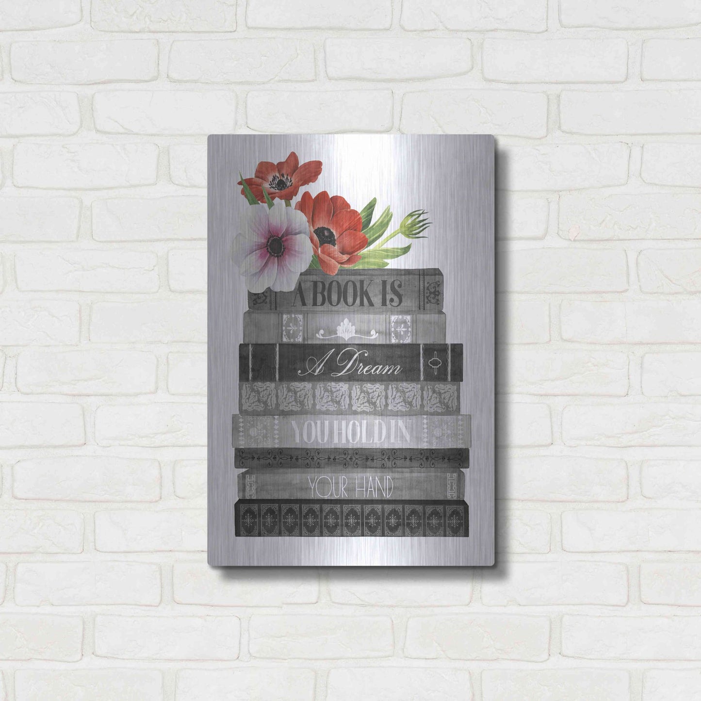 Luxe Metal Art 'Book Dream I' by Grace Popp, Metal Wall Art,16x24