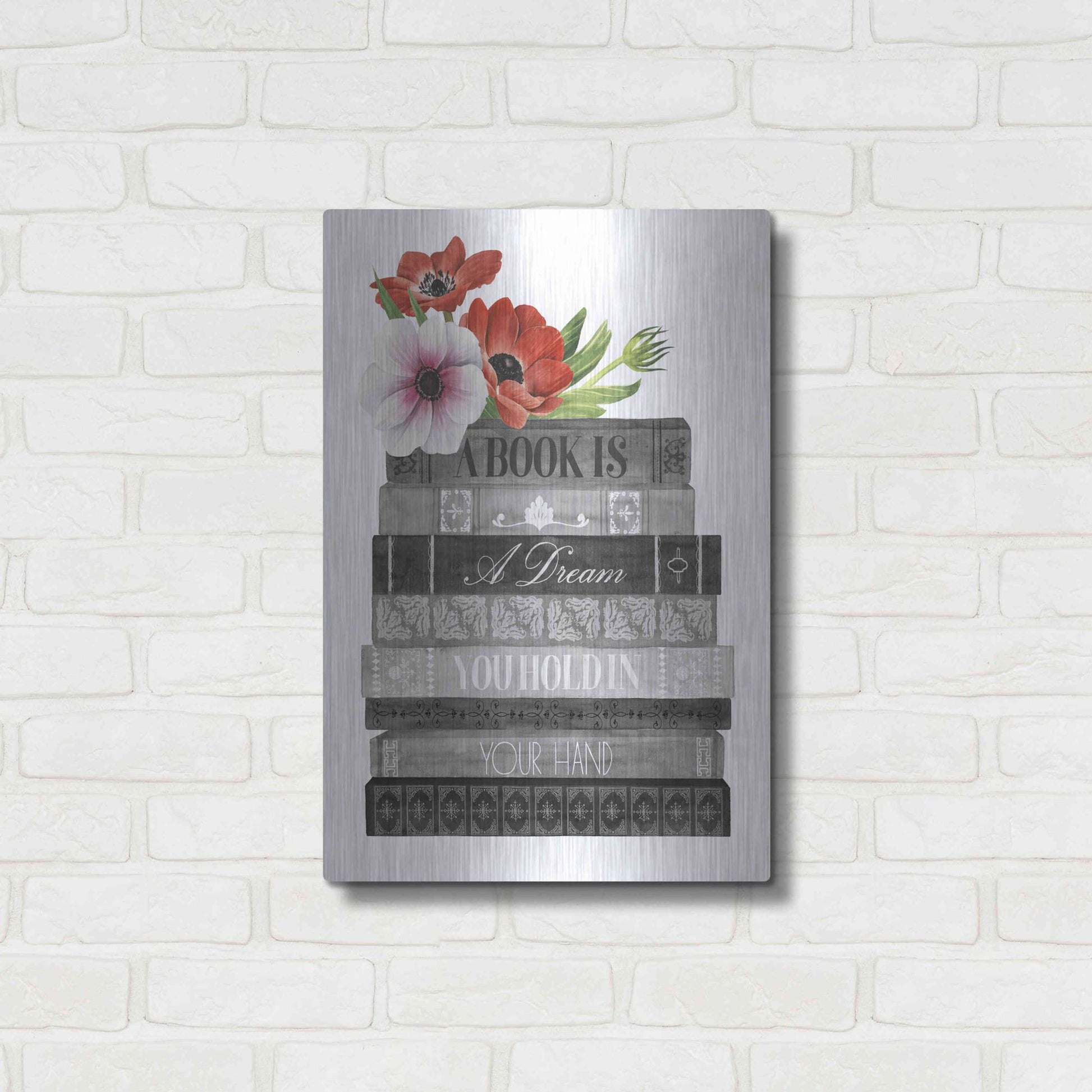 Luxe Metal Art 'Book Dream I' by Grace Popp, Metal Wall Art,16x24