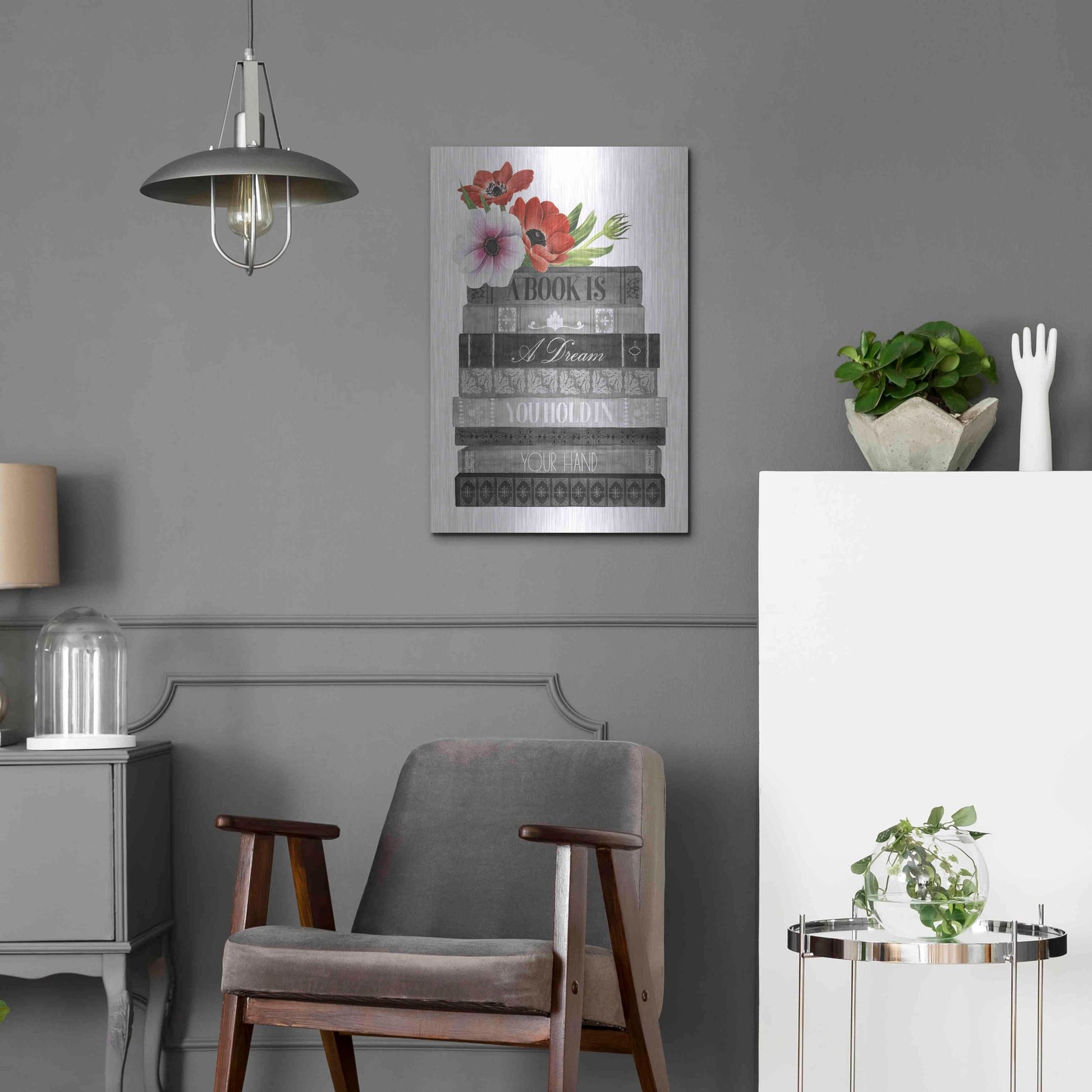 Luxe Metal Art 'Book Dream I' by Grace Popp, Metal Wall Art,16x24