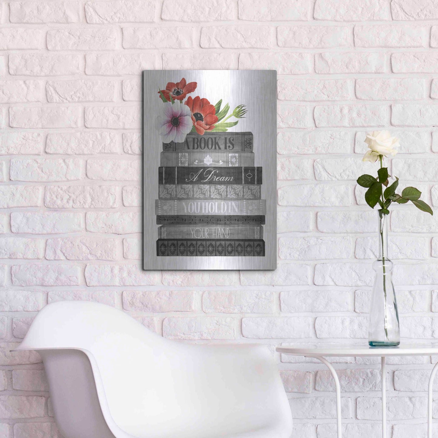 Luxe Metal Art 'Book Dream I' by Grace Popp, Metal Wall Art,16x24