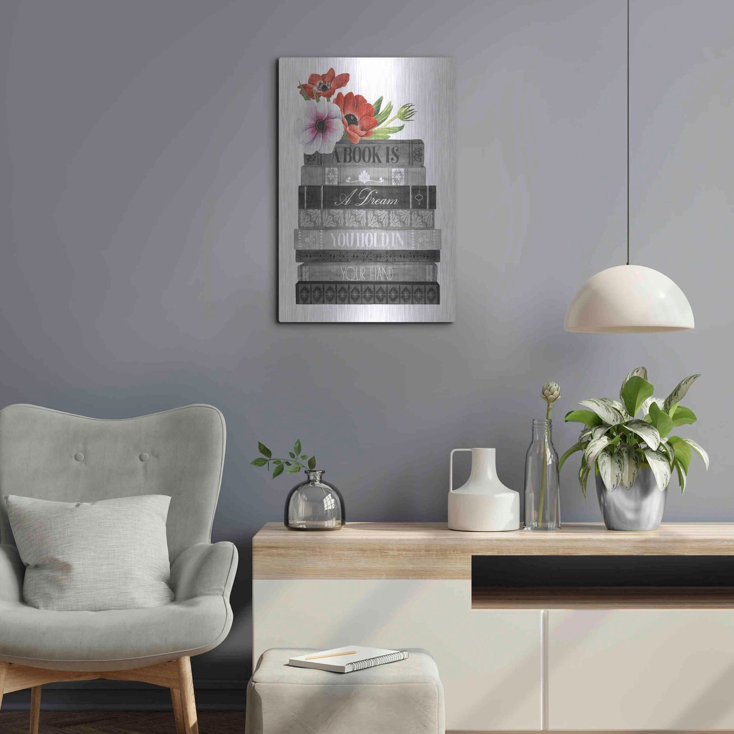 Luxe Metal Art 'Book Dream I' by Grace Popp, Metal Wall Art,16x24