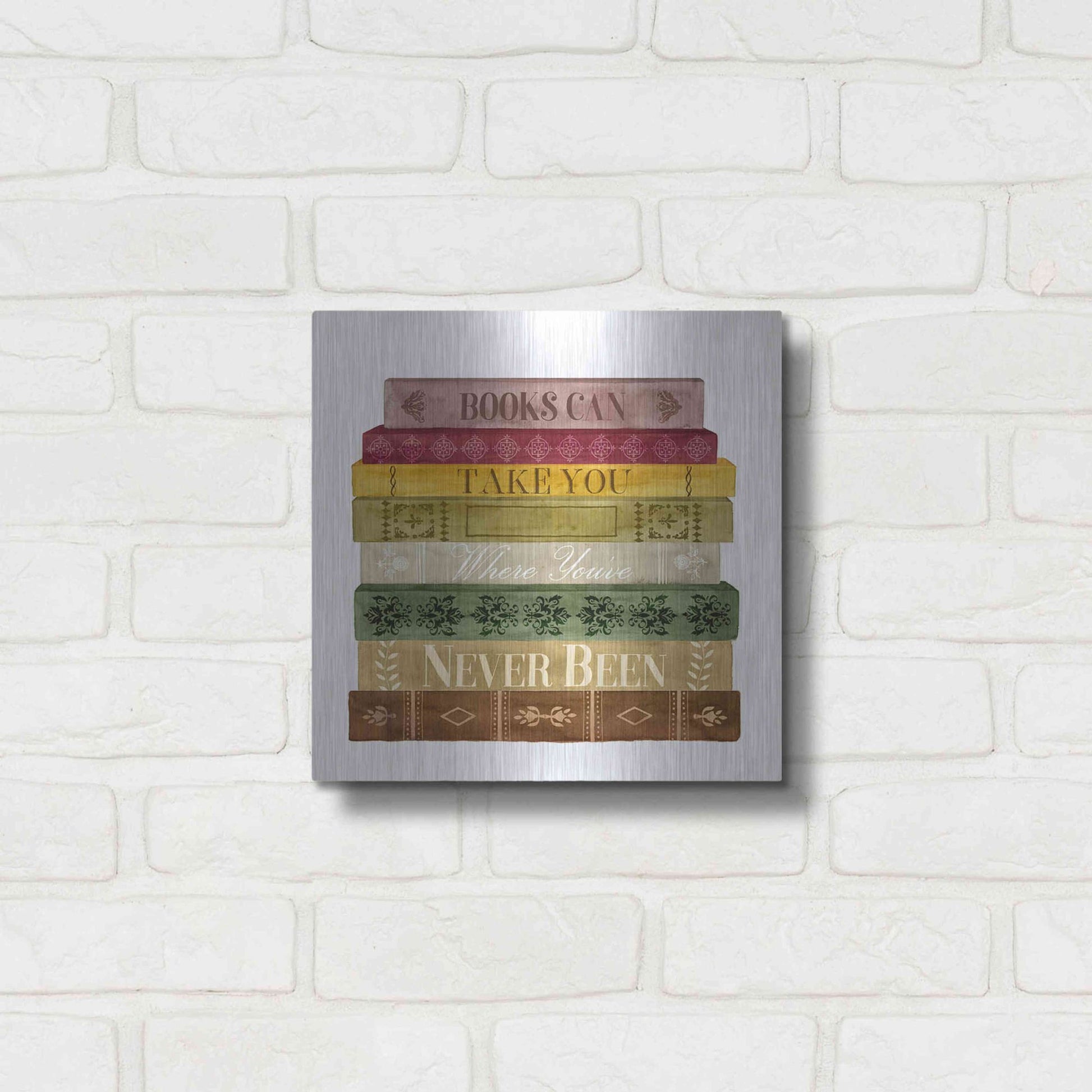 Luxe Metal Art 'Book Lover II' by Grace Popp, Metal Wall Art,12x12