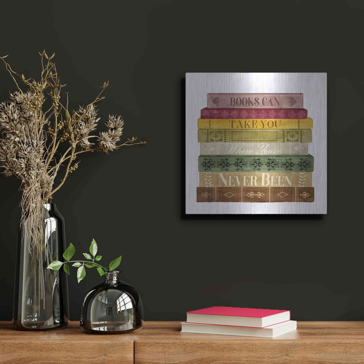 Luxe Metal Art 'Book Lover II' by Grace Popp, Metal Wall Art,12x12