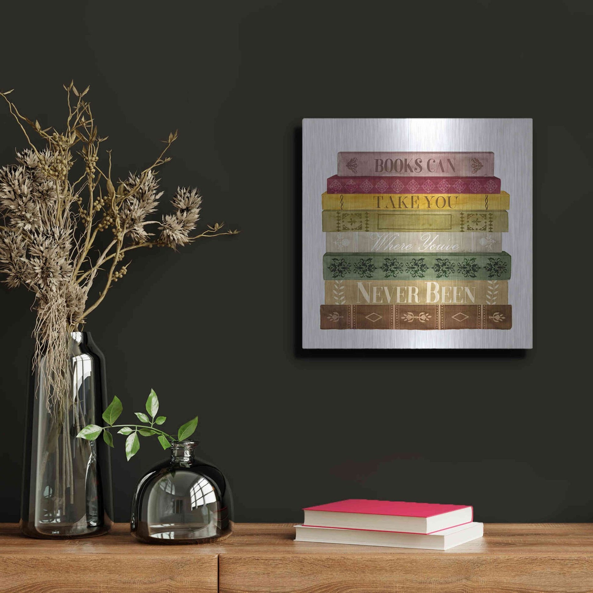 Luxe Metal Art 'Book Lover II' by Grace Popp, Metal Wall Art,12x12