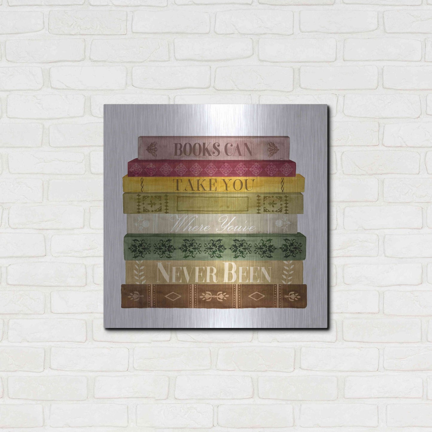 Luxe Metal Art 'Book Lover II' by Grace Popp, Metal Wall Art,24x24