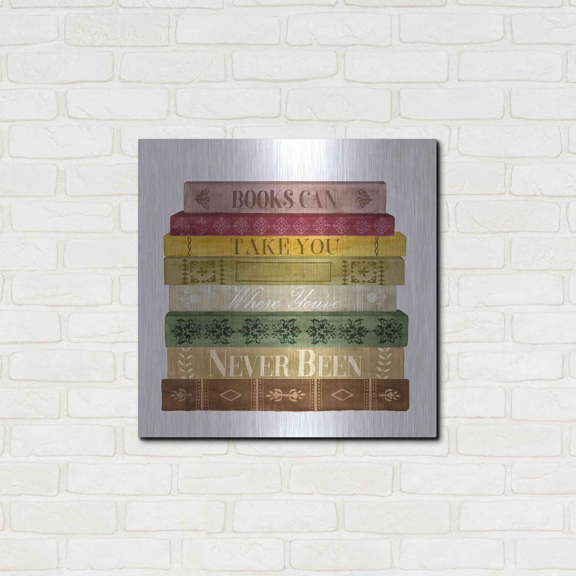 Luxe Metal Art 'Book Lover II' by Grace Popp, Metal Wall Art,24x24