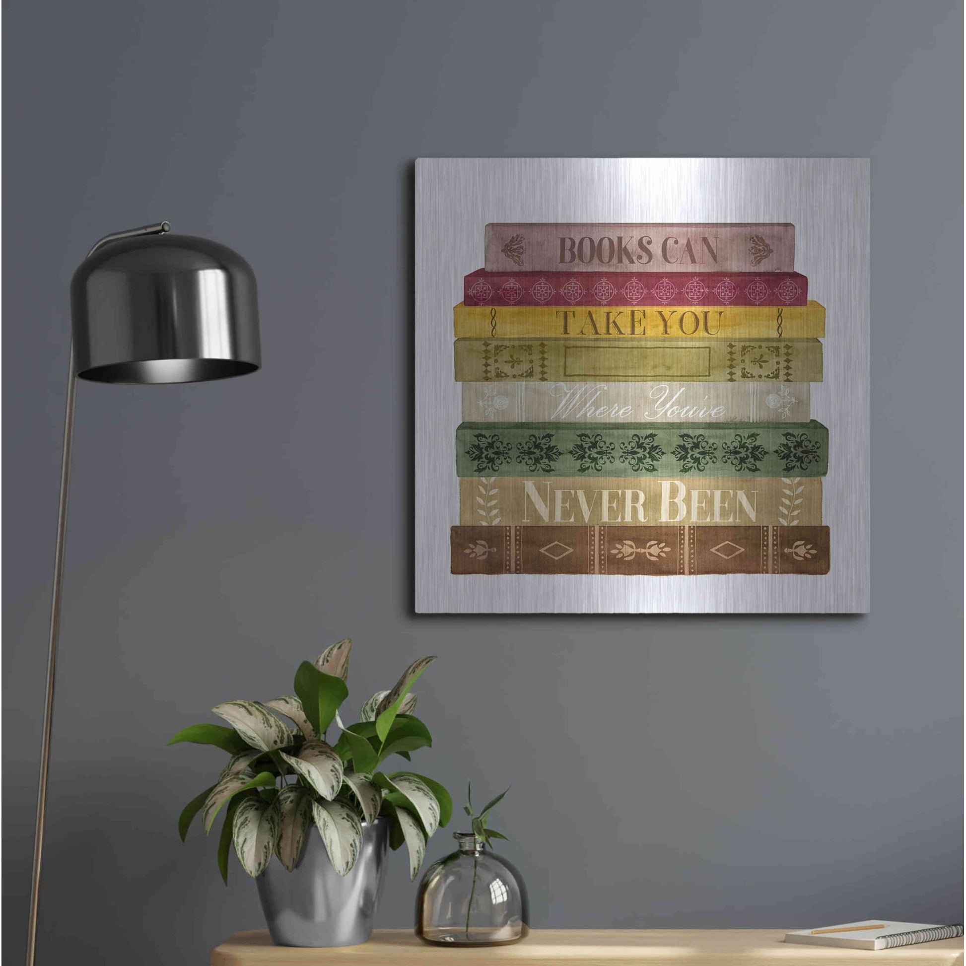 Luxe Metal Art 'Book Lover II' by Grace Popp, Metal Wall Art,24x24