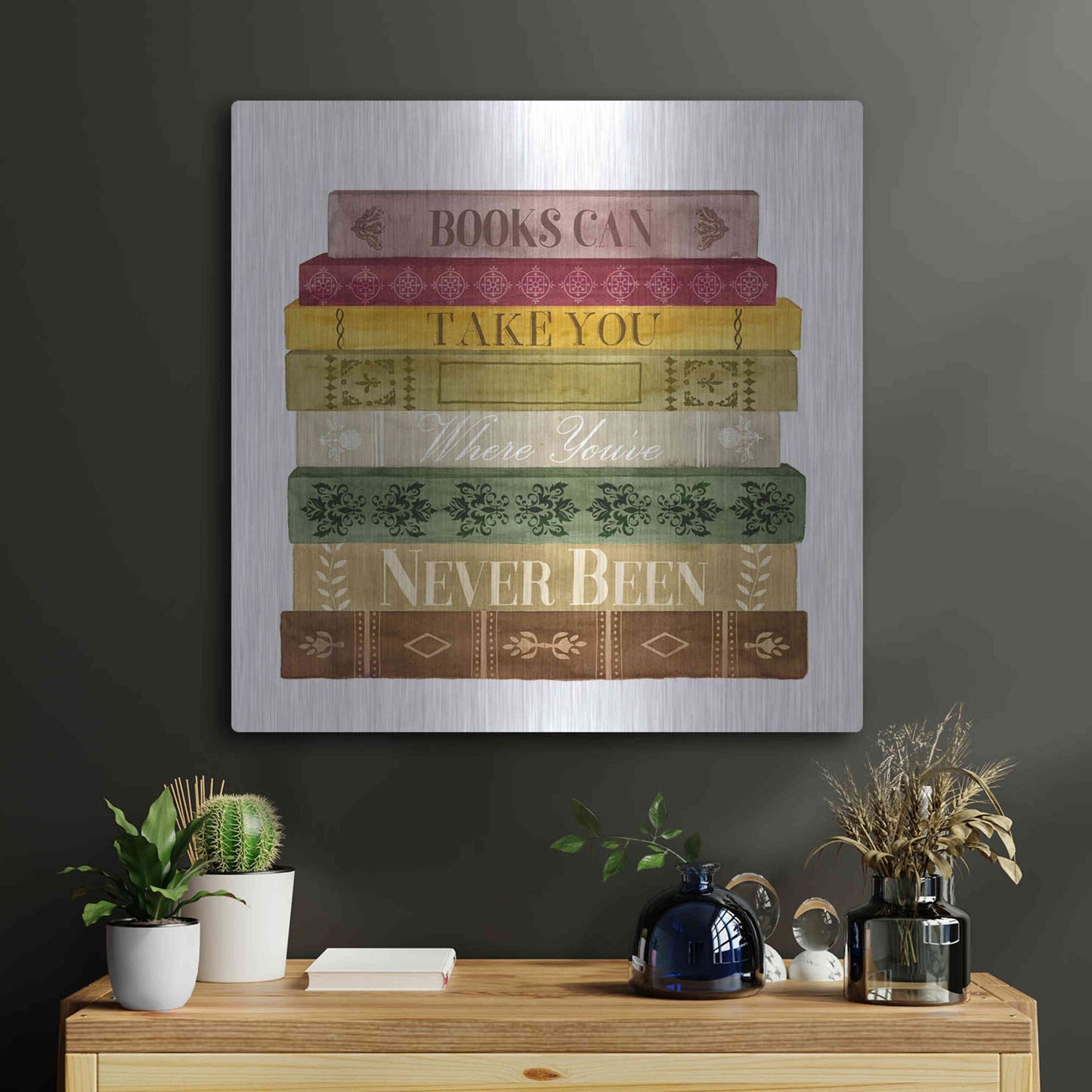 Luxe Metal Art 'Book Lover II' by Grace Popp, Metal Wall Art,24x24