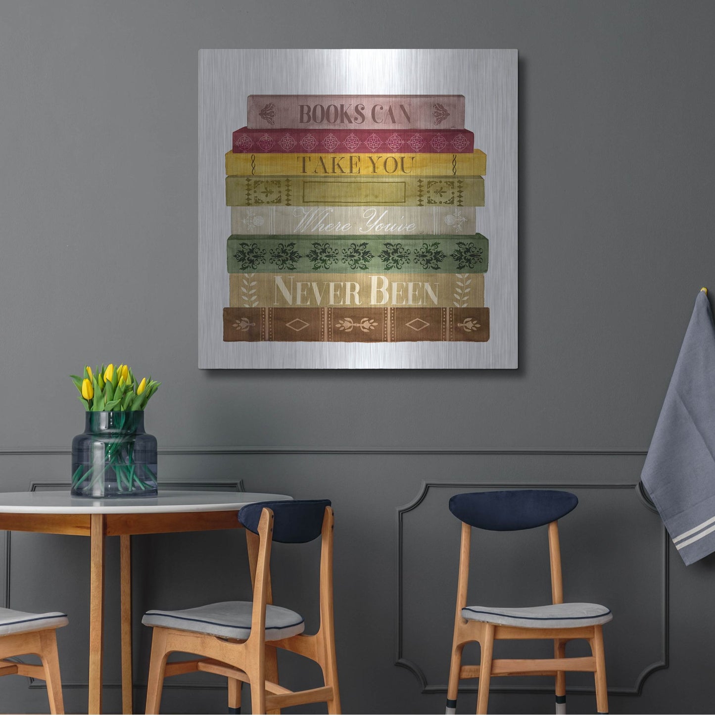 Luxe Metal Art 'Book Lover II' by Grace Popp, Metal Wall Art,36x36