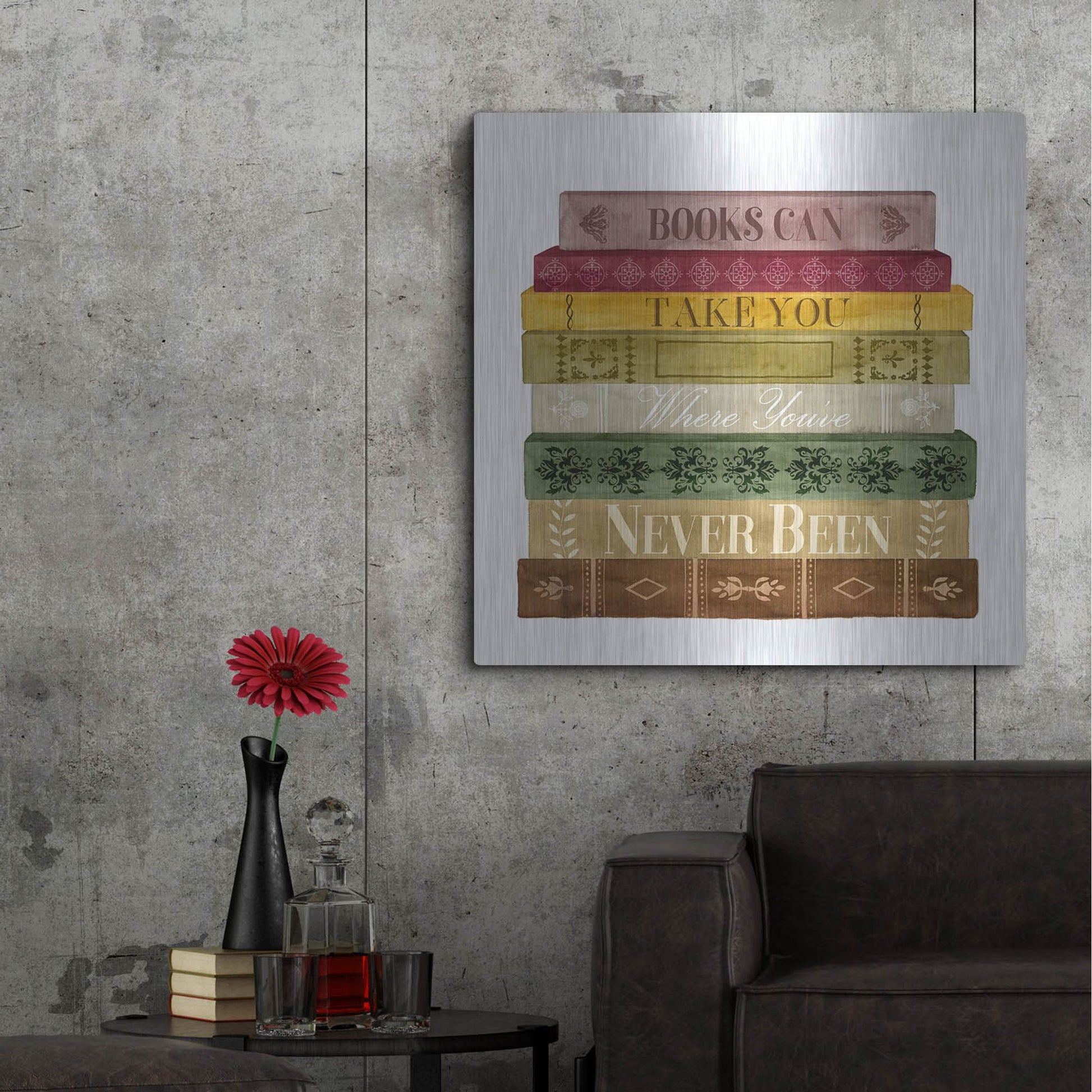 Luxe Metal Art 'Book Lover II' by Grace Popp, Metal Wall Art,36x36