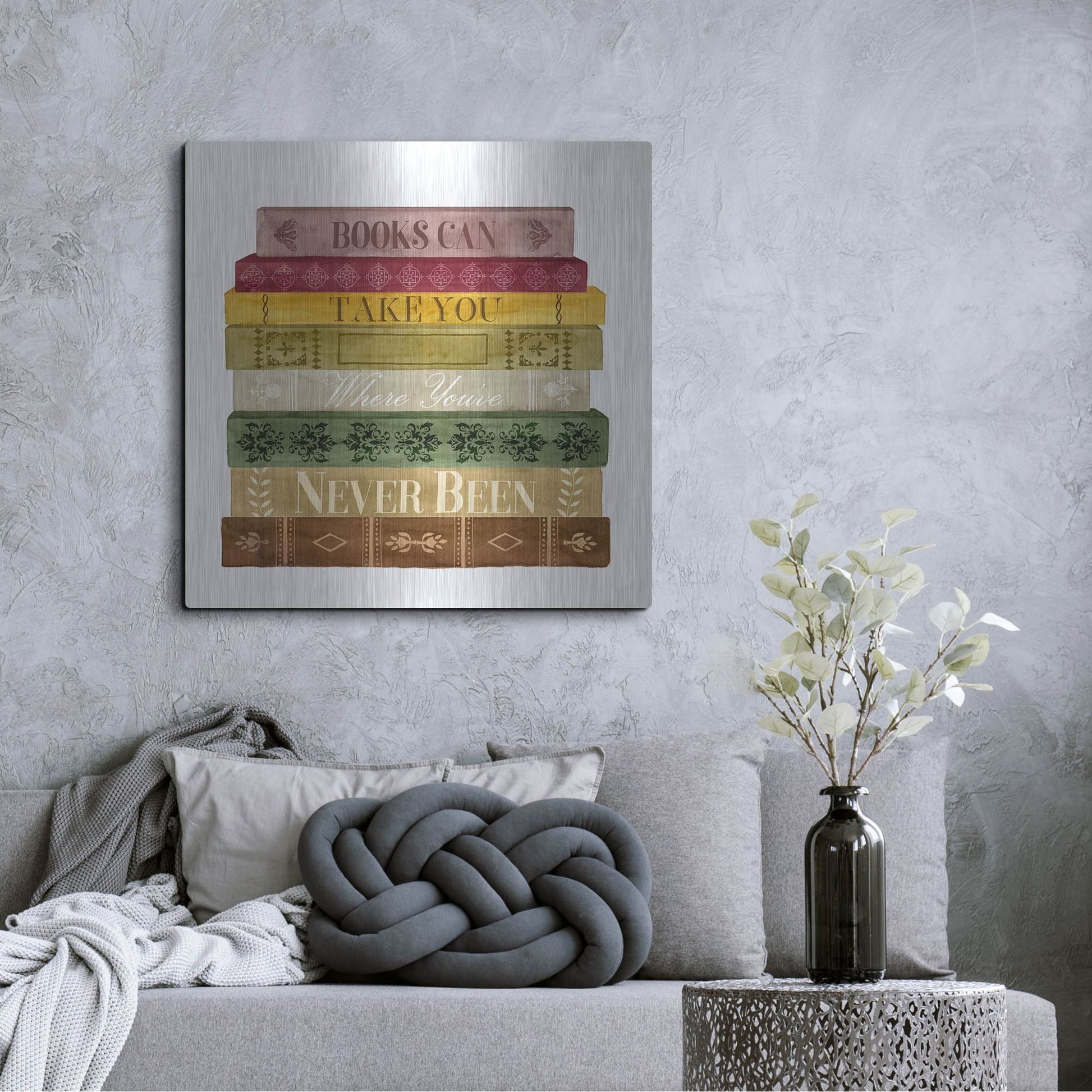 Luxe Metal Art 'Book Lover II' by Grace Popp, Metal Wall Art,36x36