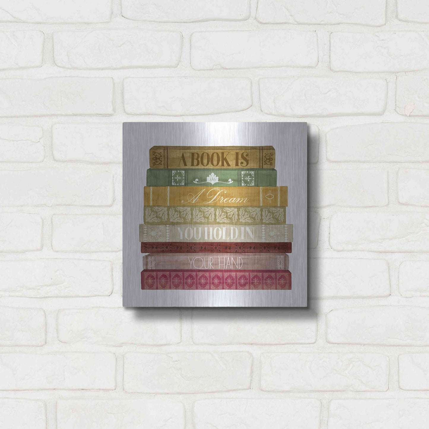 Luxe Metal Art 'Book Lover I' by Grace Popp, Metal Wall Art,12x12