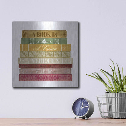 Luxe Metal Art 'Book Lover I' by Grace Popp, Metal Wall Art,12x12