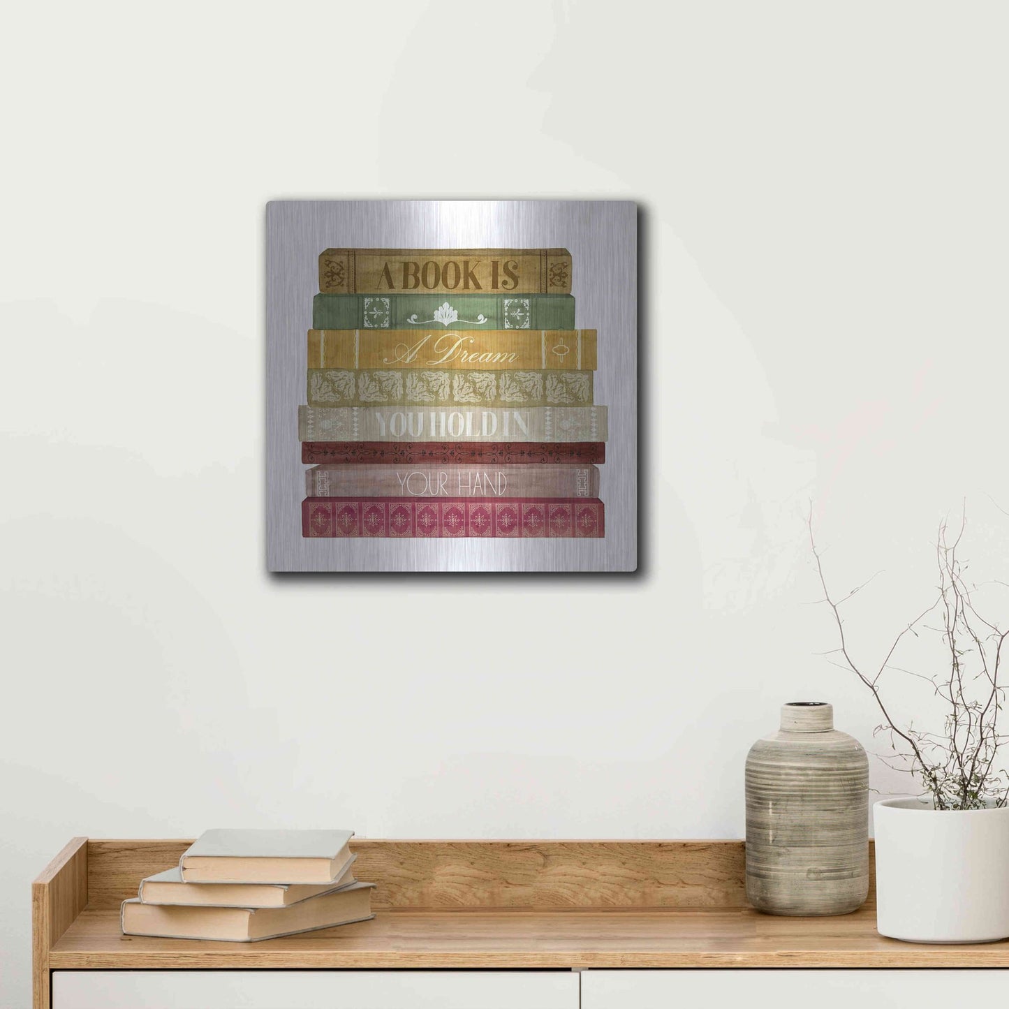 Luxe Metal Art 'Book Lover I' by Grace Popp, Metal Wall Art,12x12