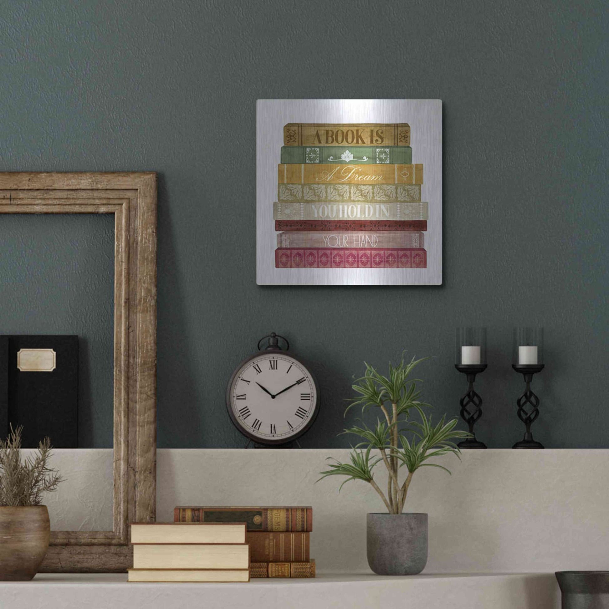 Luxe Metal Art 'Book Lover I' by Grace Popp, Metal Wall Art,12x12