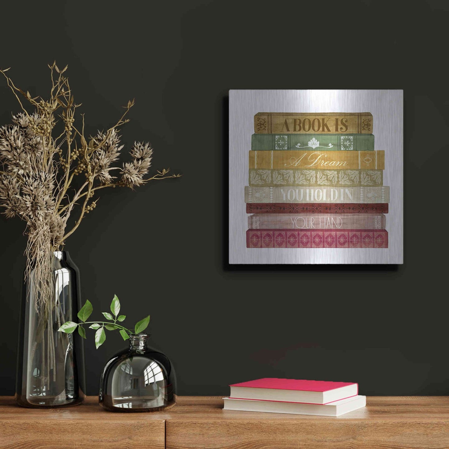 Luxe Metal Art 'Book Lover I' by Grace Popp, Metal Wall Art,12x12