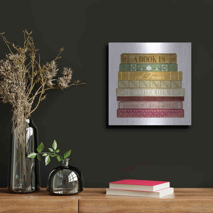 Luxe Metal Art 'Book Lover I' by Grace Popp, Metal Wall Art,12x12