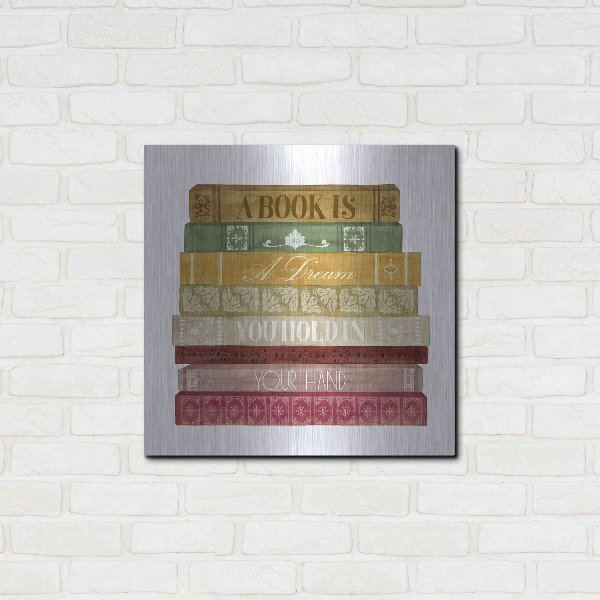 Luxe Metal Art 'Book Lover I' by Grace Popp, Metal Wall Art,24x24