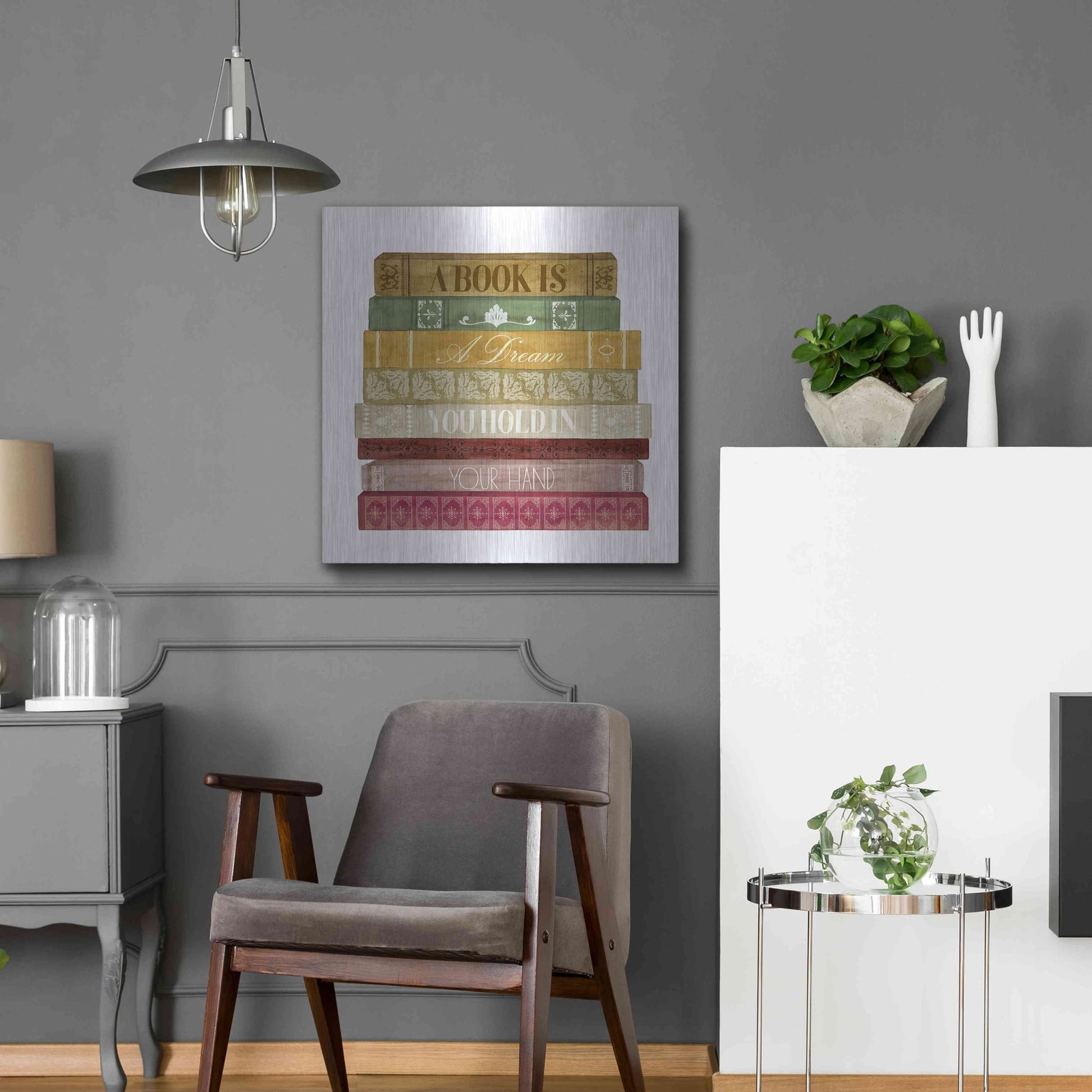 Luxe Metal Art 'Book Lover I' by Grace Popp, Metal Wall Art,24x24