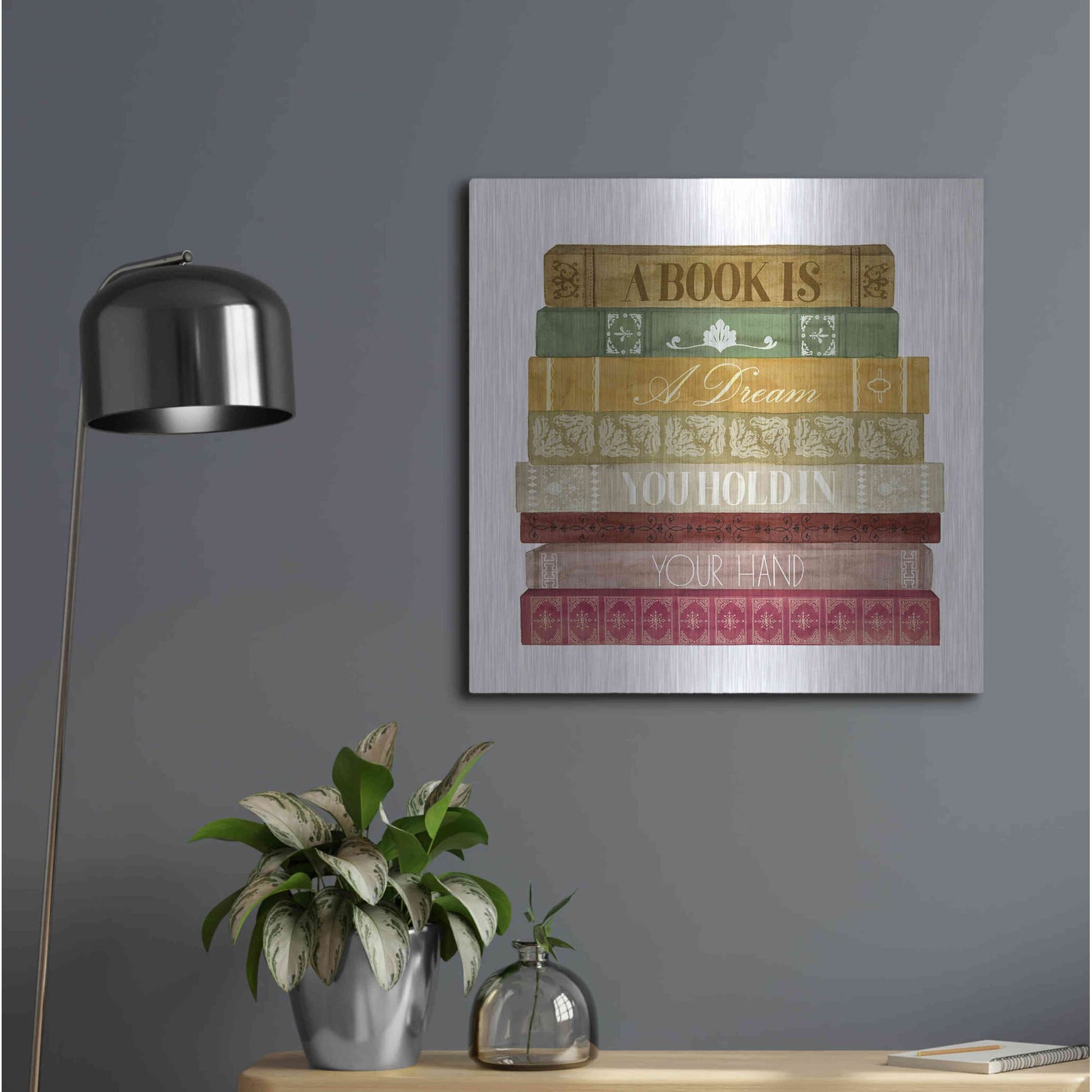 Luxe Metal Art 'Book Lover I' by Grace Popp, Metal Wall Art,24x24