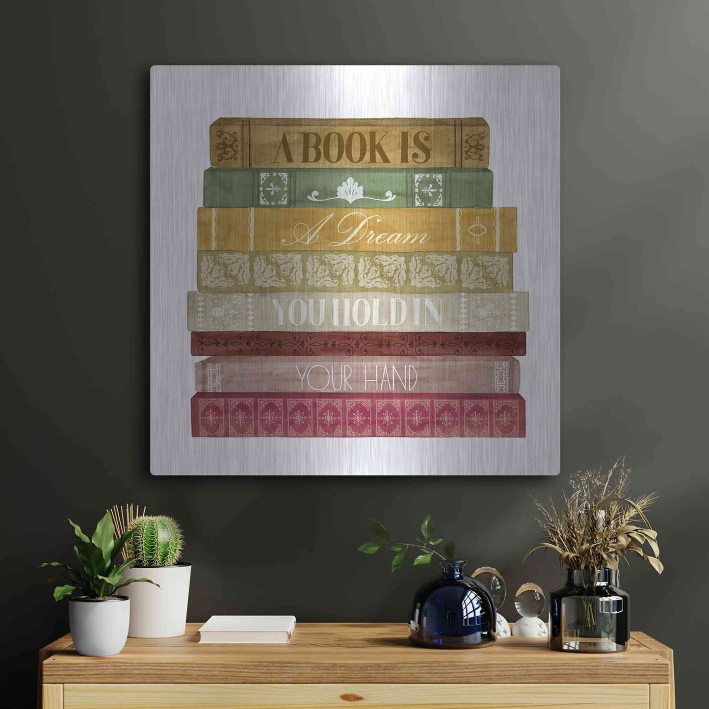 Luxe Metal Art 'Book Lover I' by Grace Popp, Metal Wall Art,24x24