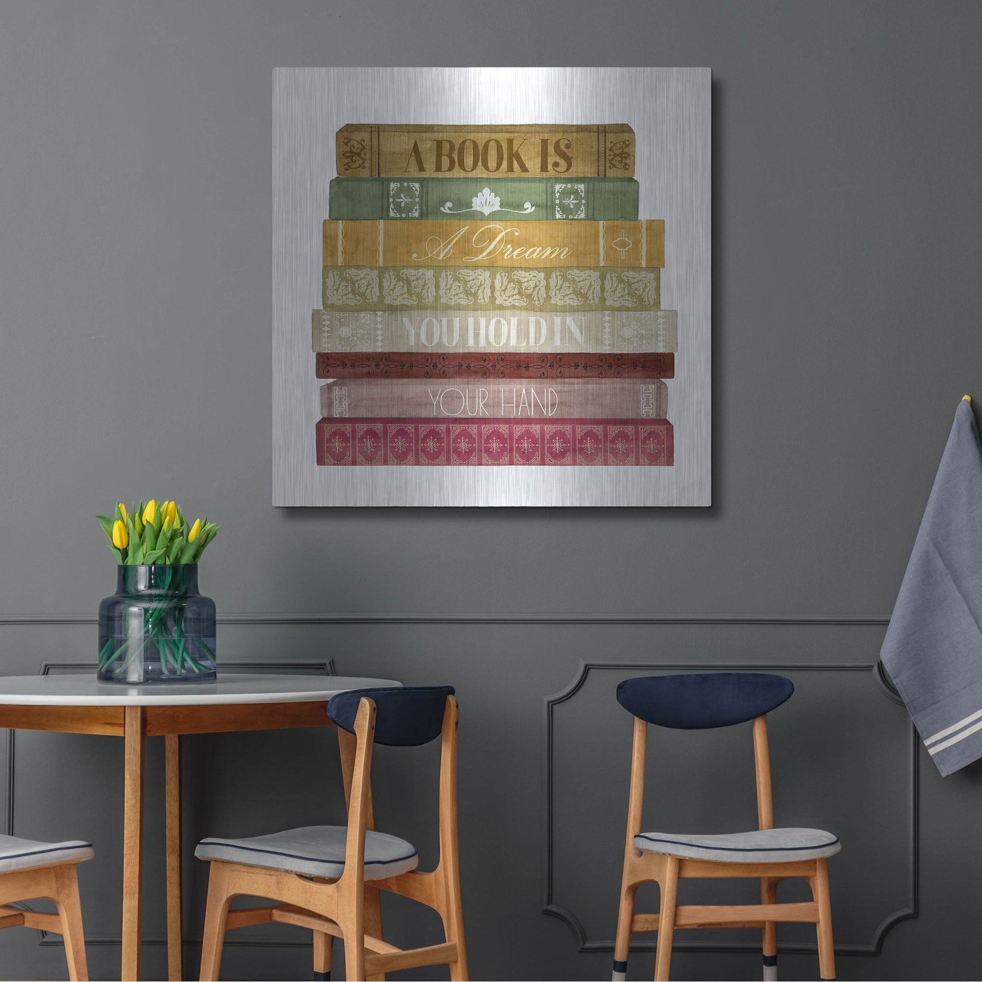 Luxe Metal Art 'Book Lover I' by Grace Popp, Metal Wall Art,36x36