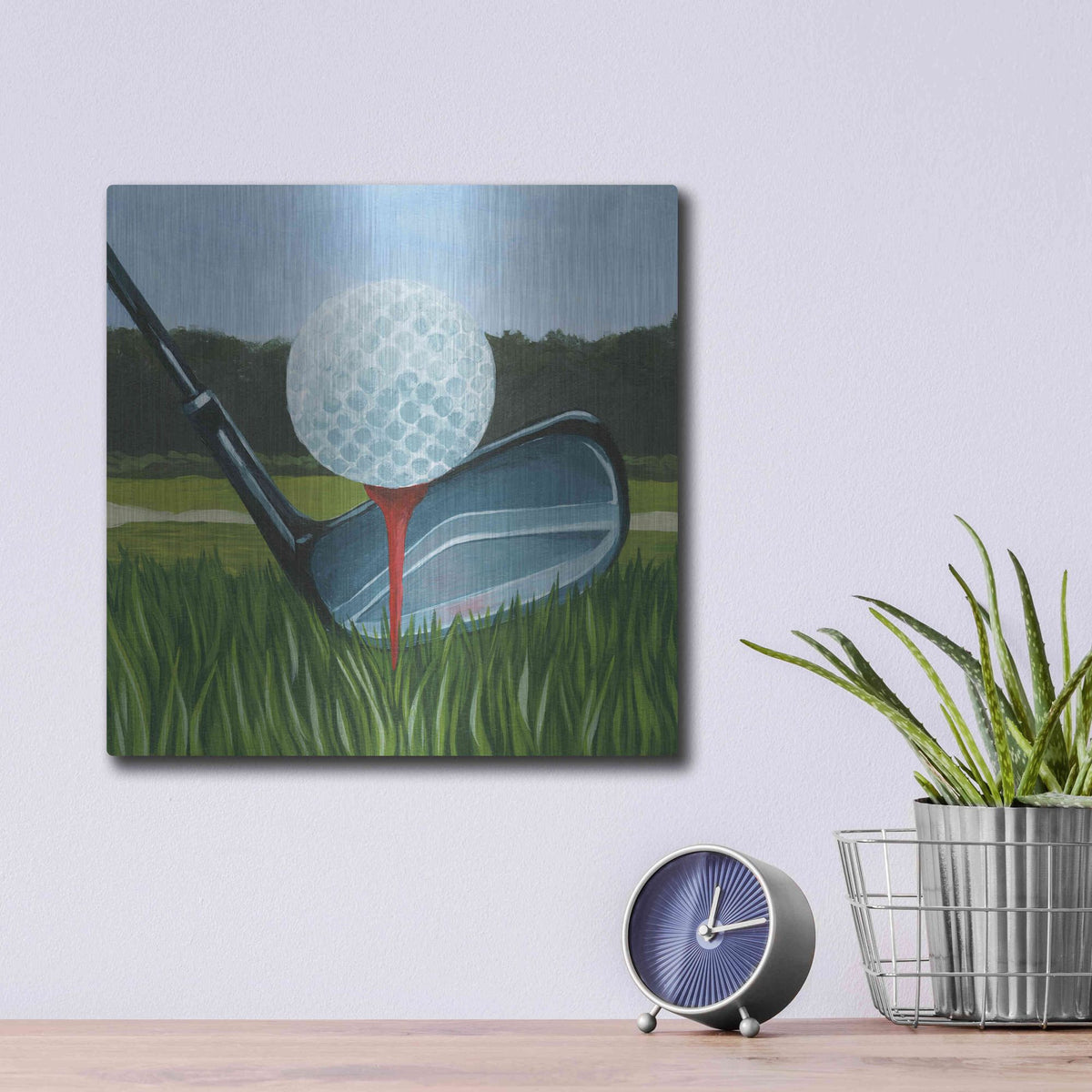 Luxe Metal Art 'Tee Off II' by Grace Popp, Metal Wall Art,12x12