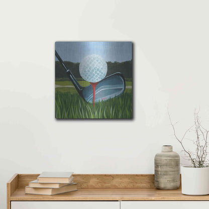 Luxe Metal Art 'Tee Off II' by Grace Popp, Metal Wall Art,12x12