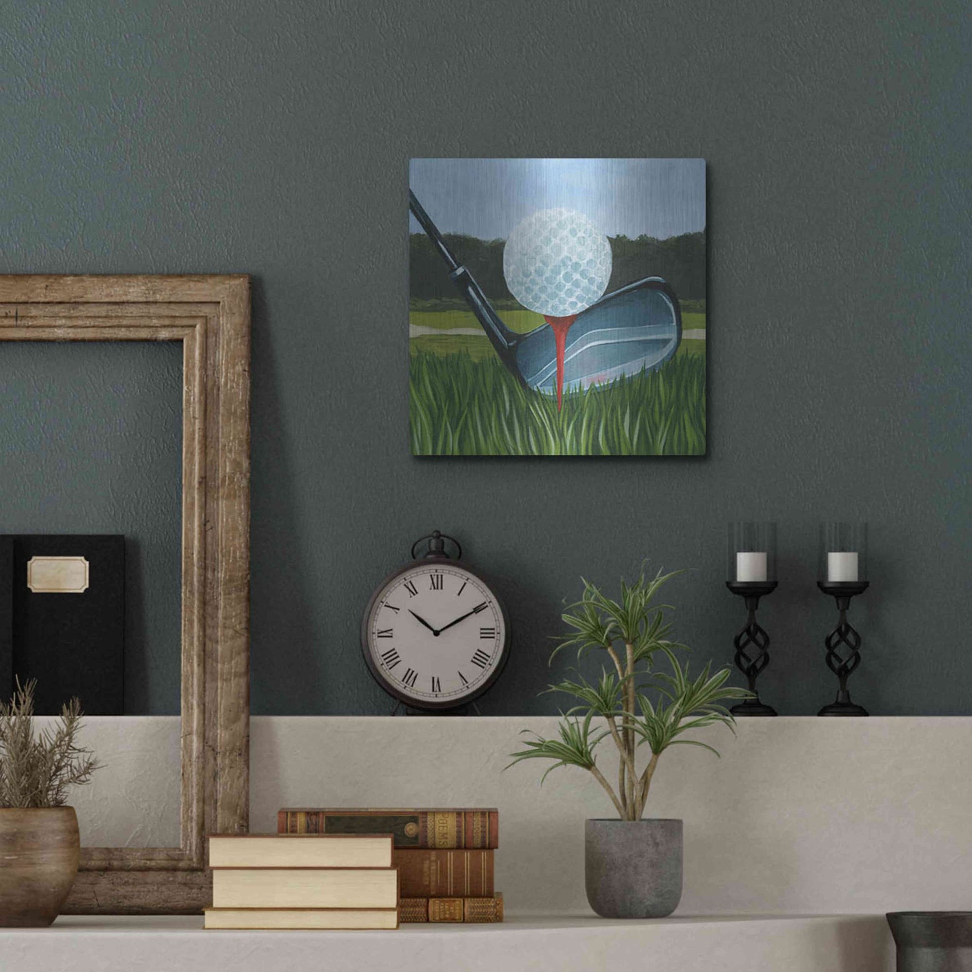 Luxe Metal Art 'Tee Off II' by Grace Popp, Metal Wall Art,12x12