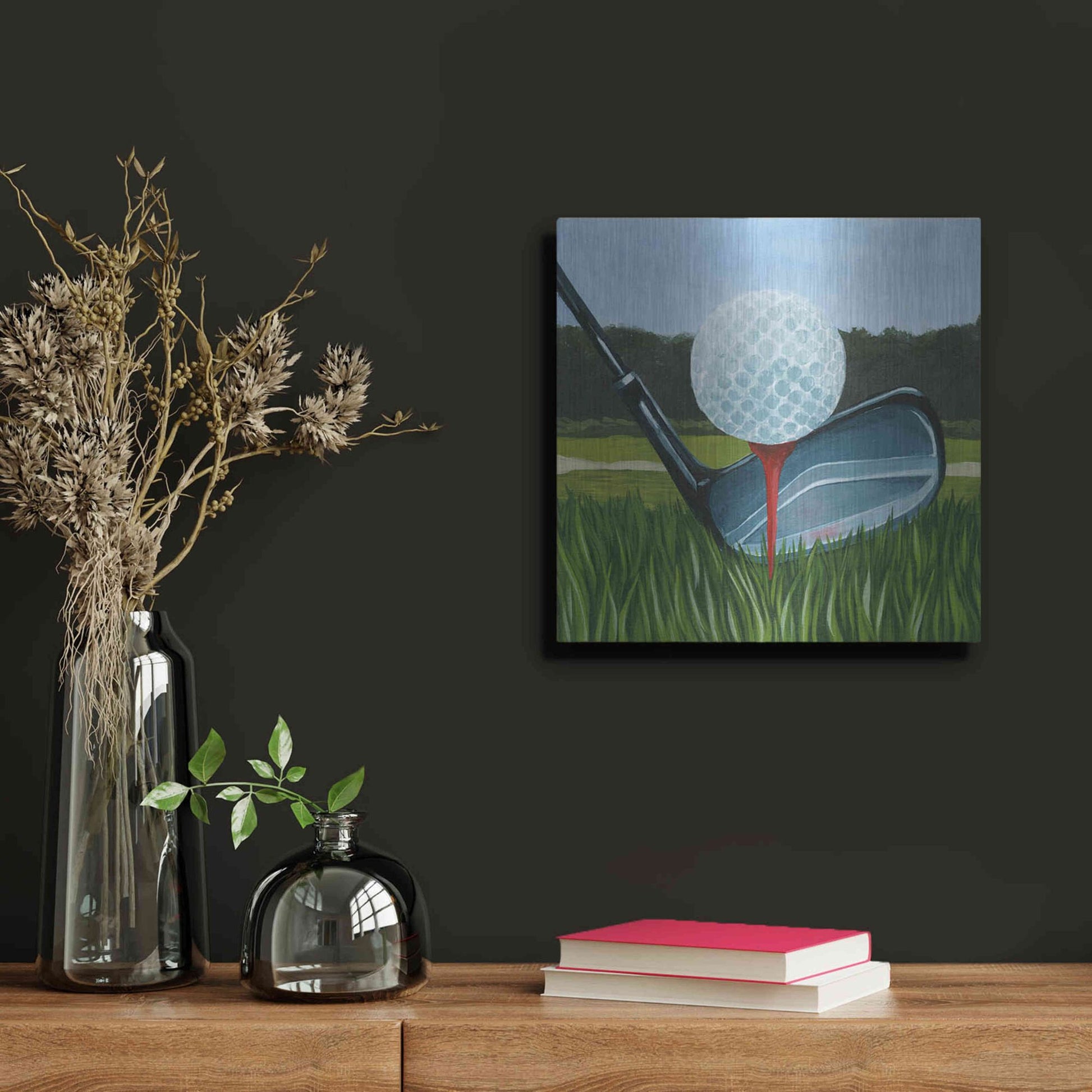 Luxe Metal Art 'Tee Off II' by Grace Popp, Metal Wall Art,12x12