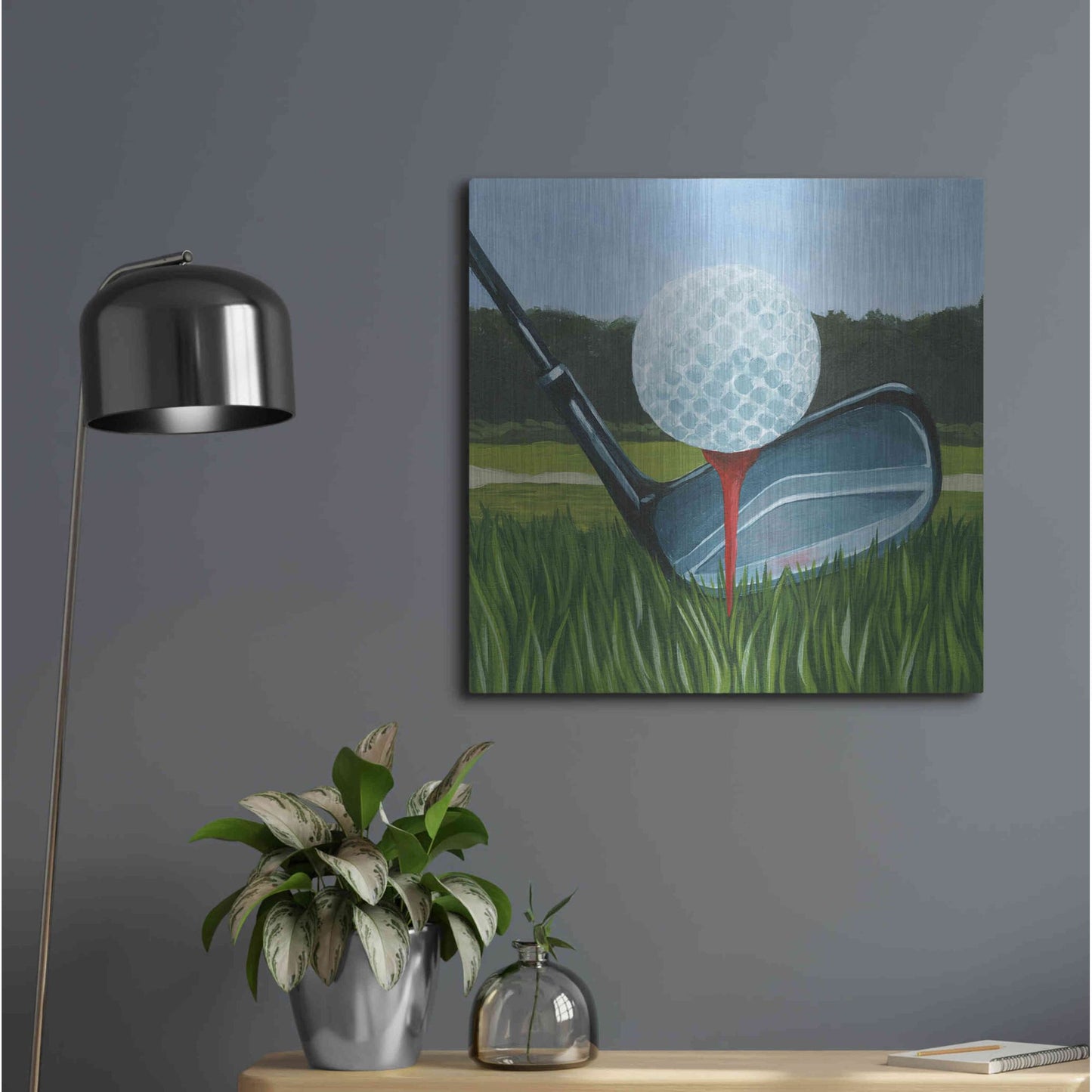 Luxe Metal Art 'Tee Off II' by Grace Popp, Metal Wall Art,24x24