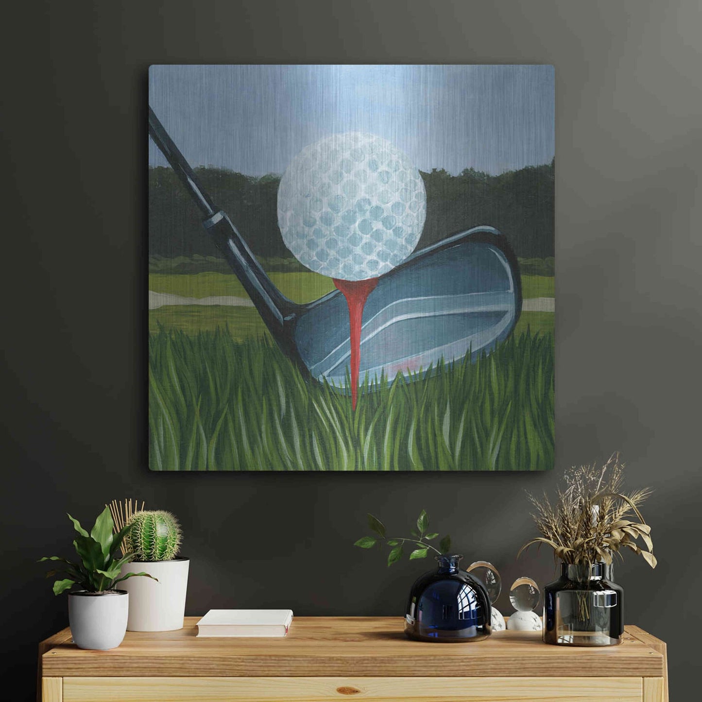 Luxe Metal Art 'Tee Off II' by Grace Popp, Metal Wall Art,24x24