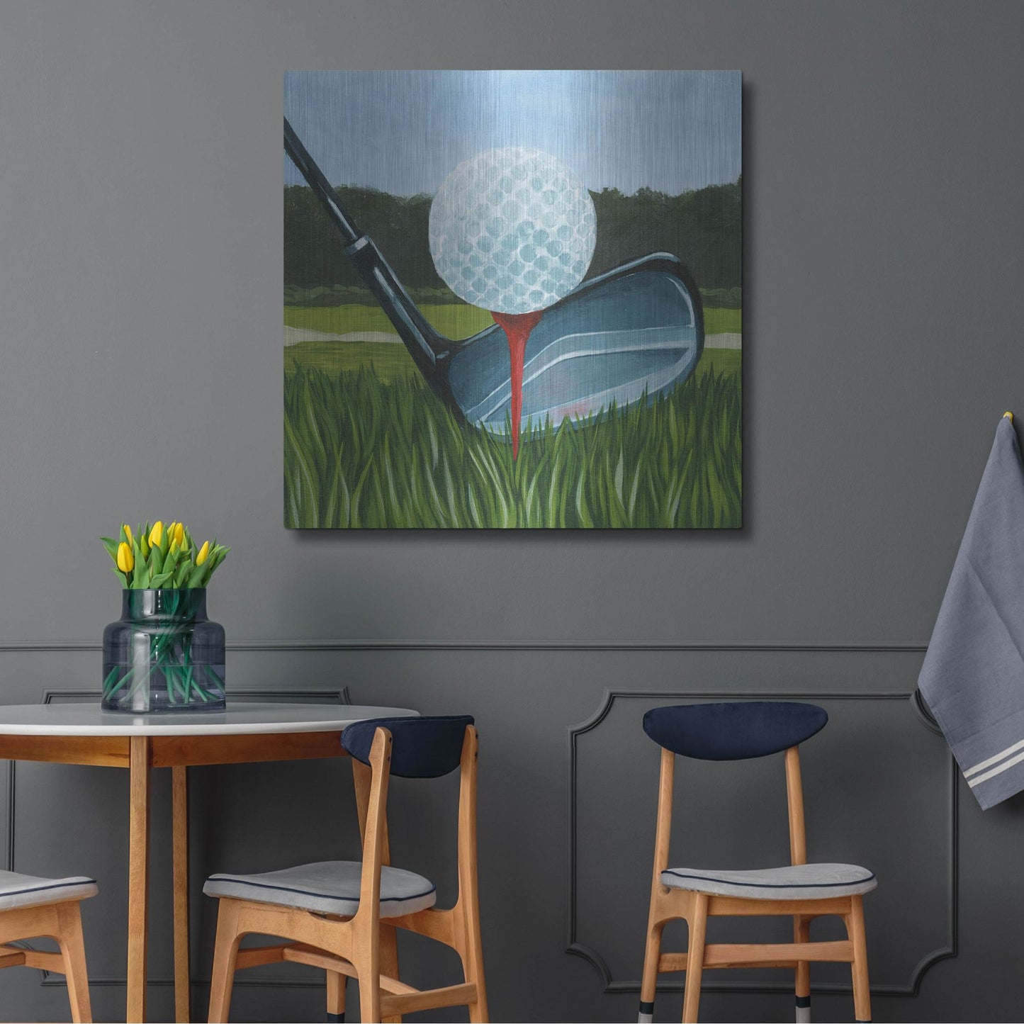 Luxe Metal Art 'Tee Off II' by Grace Popp, Metal Wall Art,36x36