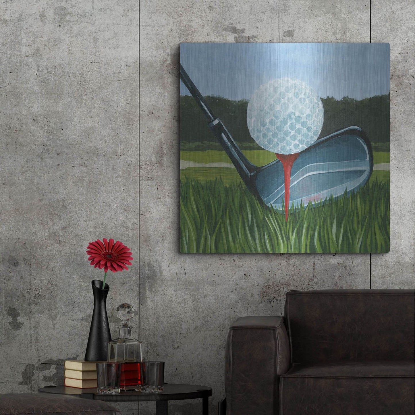 Luxe Metal Art 'Tee Off II' by Grace Popp, Metal Wall Art,36x36