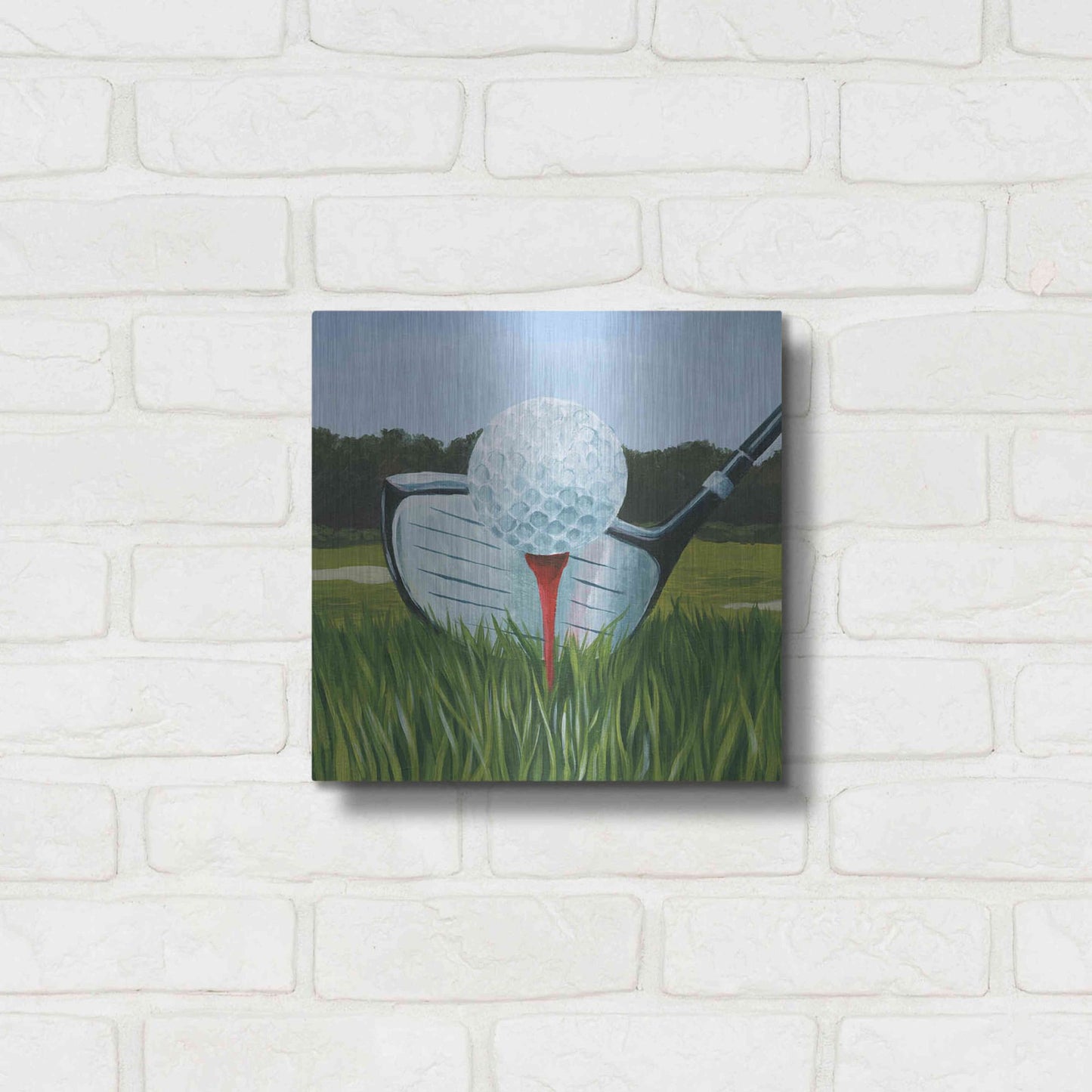 Luxe Metal Art 'Tee Off I' by Grace Popp, Metal Wall Art,12x12