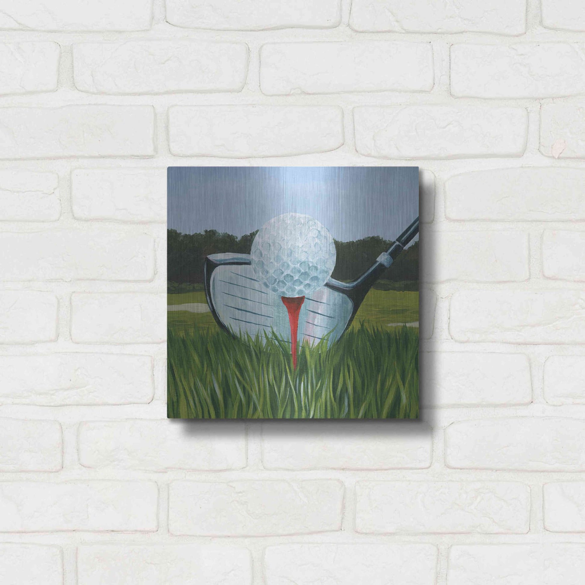 Luxe Metal Art 'Tee Off I' by Grace Popp, Metal Wall Art,12x12