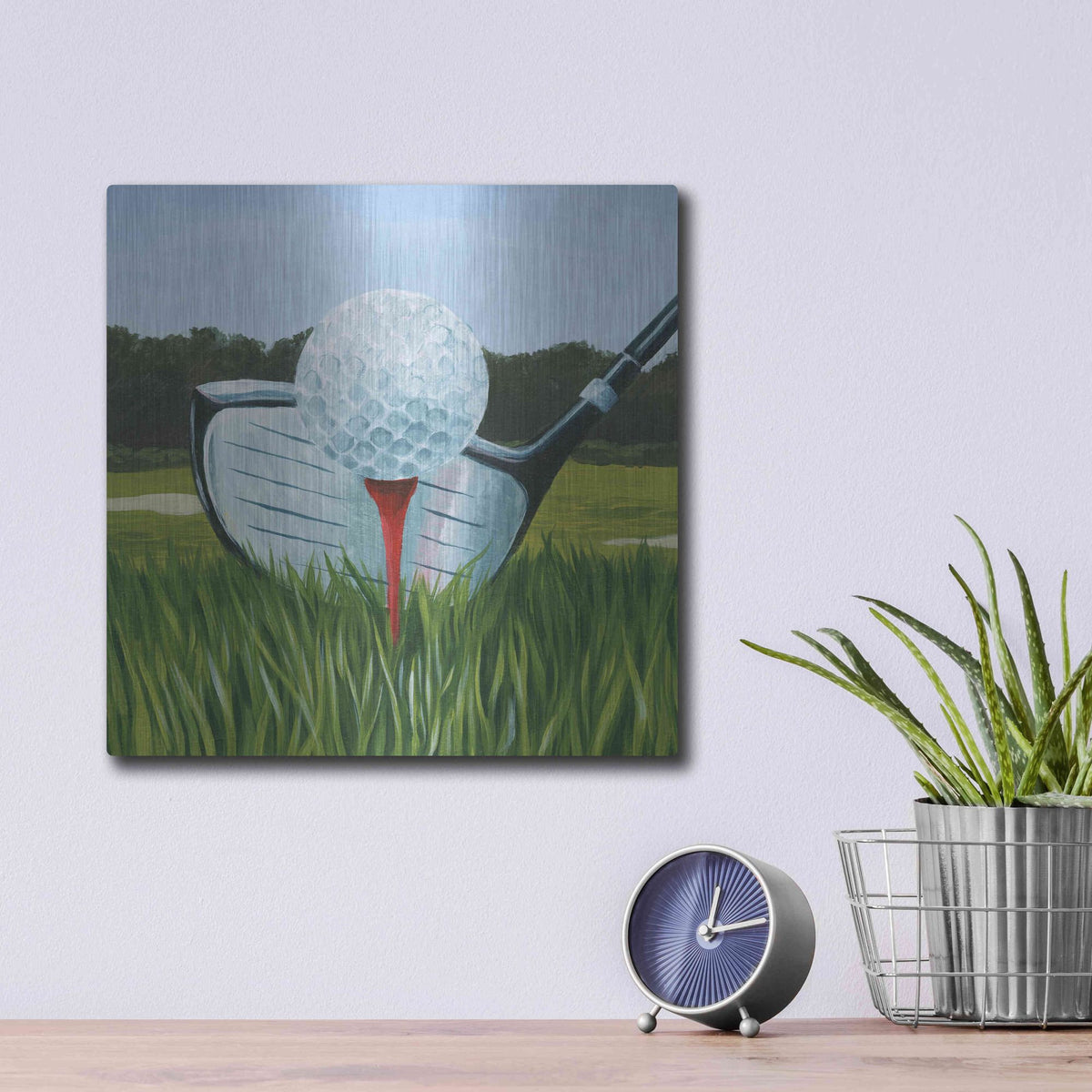Luxe Metal Art 'Tee Off I' by Grace Popp, Metal Wall Art,12x12