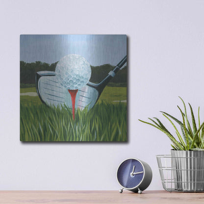 Luxe Metal Art 'Tee Off I' by Grace Popp, Metal Wall Art,12x12