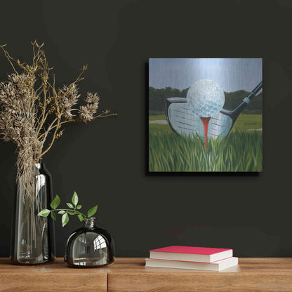 Luxe Metal Art 'Tee Off I' by Grace Popp, Metal Wall Art,12x12
