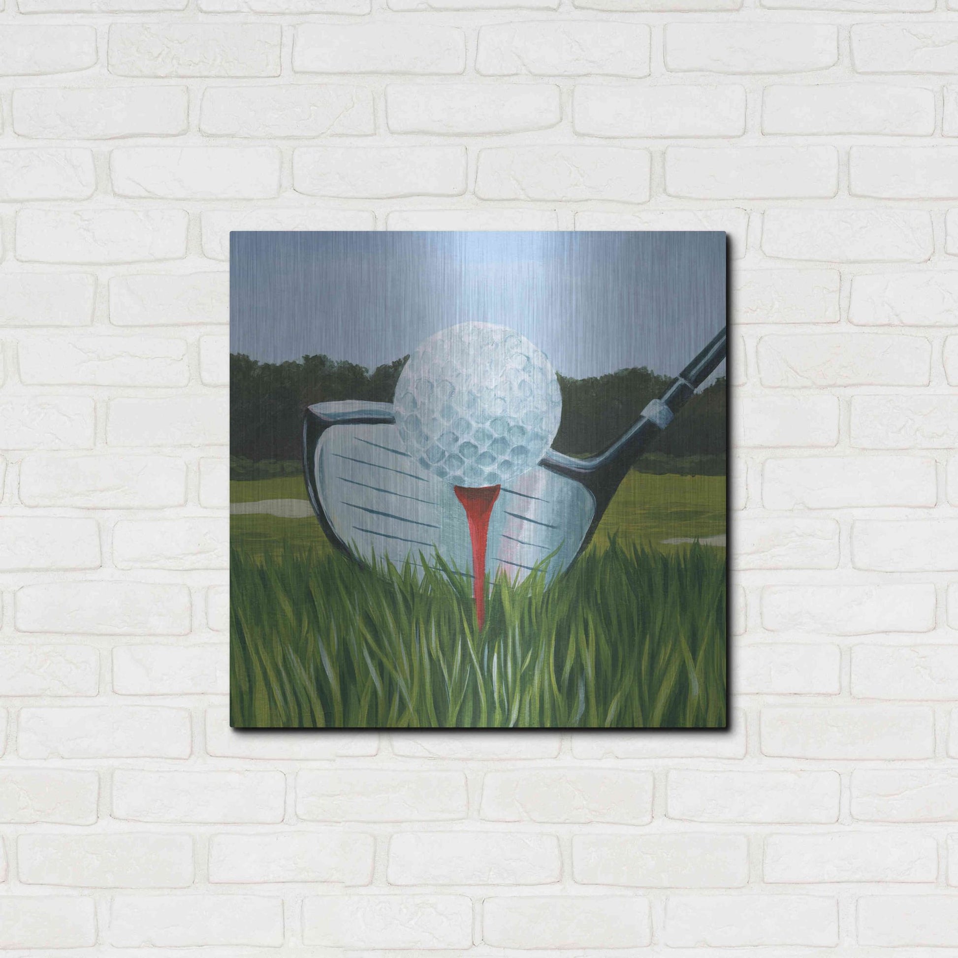 Luxe Metal Art 'Tee Off I' by Grace Popp, Metal Wall Art,24x24