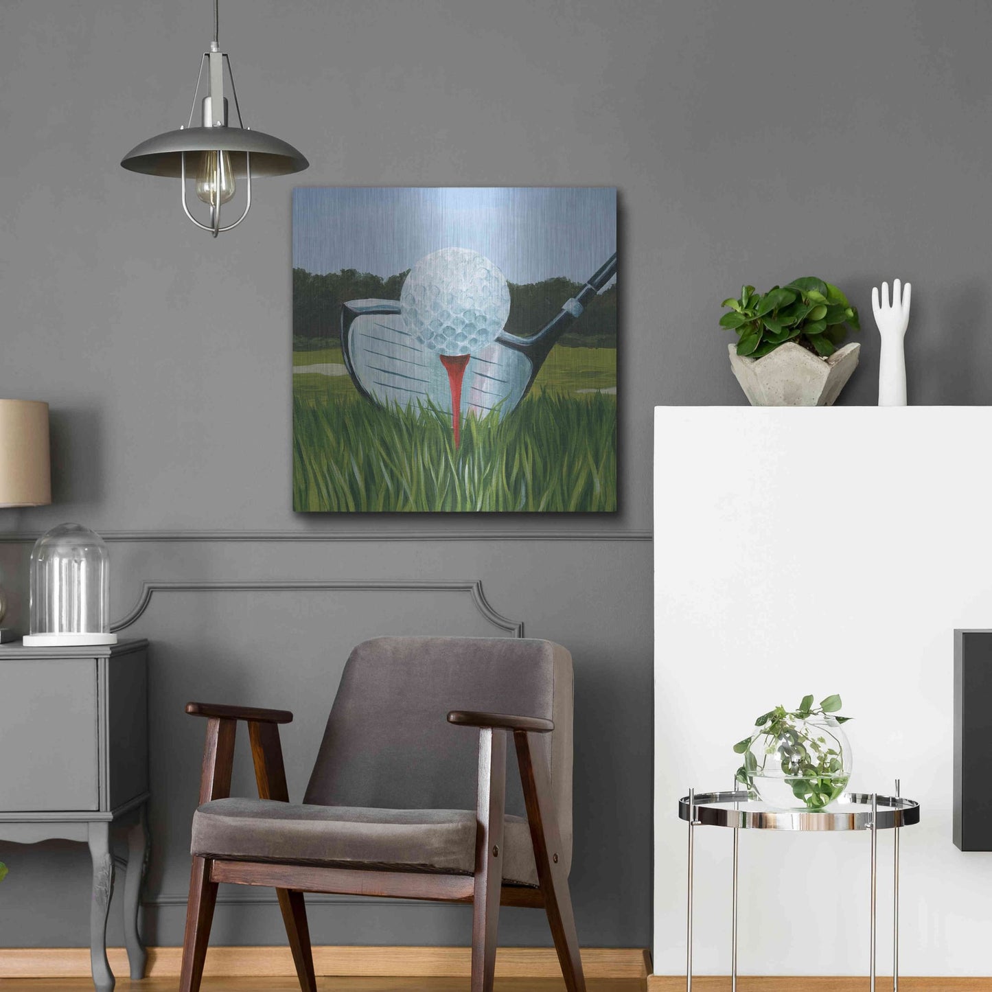 Luxe Metal Art 'Tee Off I' by Grace Popp, Metal Wall Art,24x24