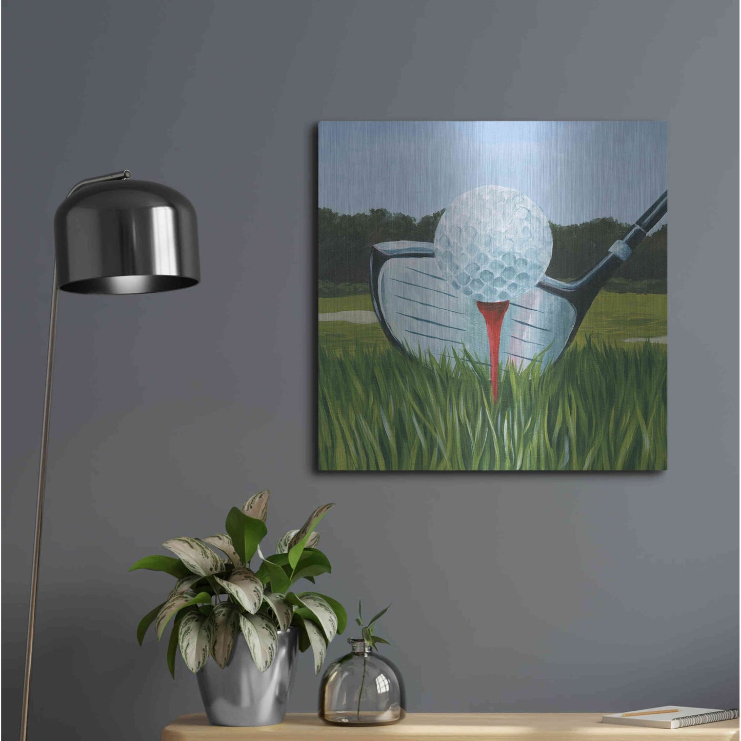 Luxe Metal Art 'Tee Off I' by Grace Popp, Metal Wall Art,24x24