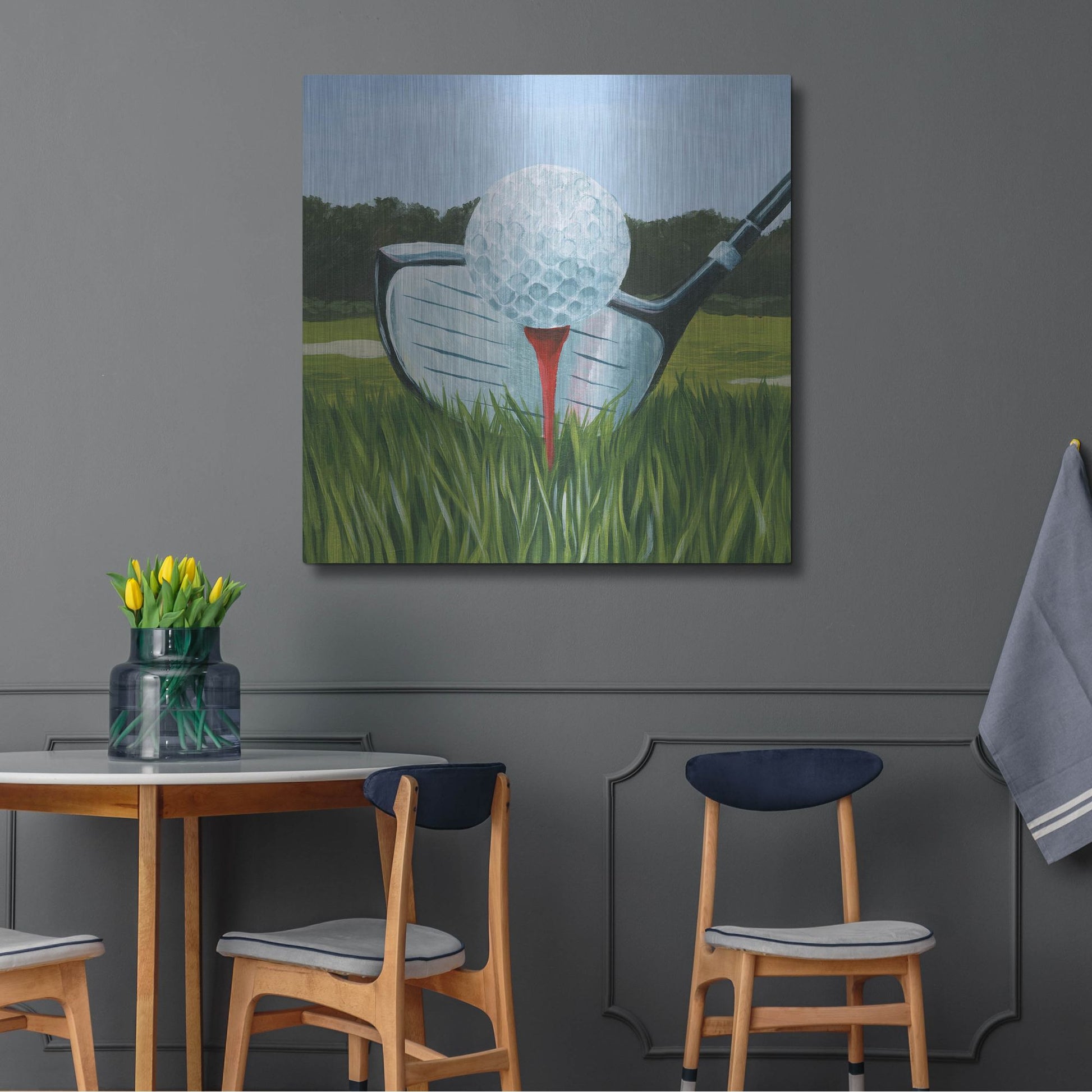 Luxe Metal Art 'Tee Off I' by Grace Popp, Metal Wall Art,36x36